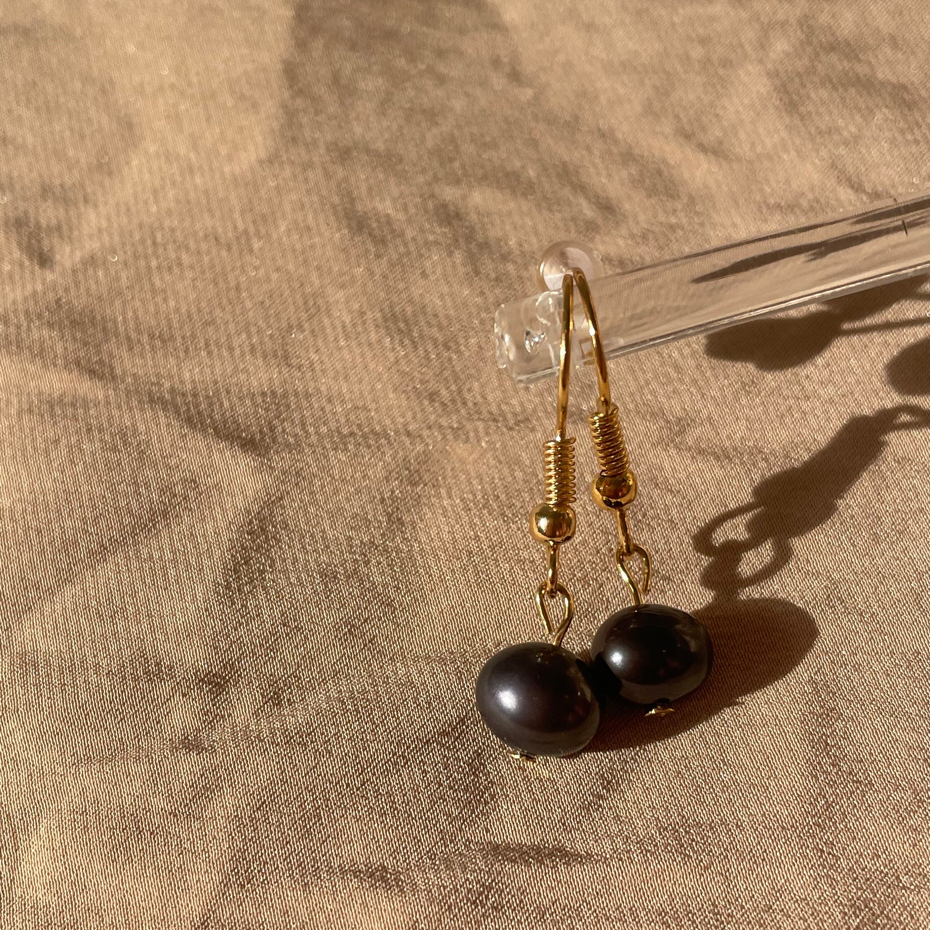 Pearl Potato Leverback Hook Earrings ~ Gold Plated