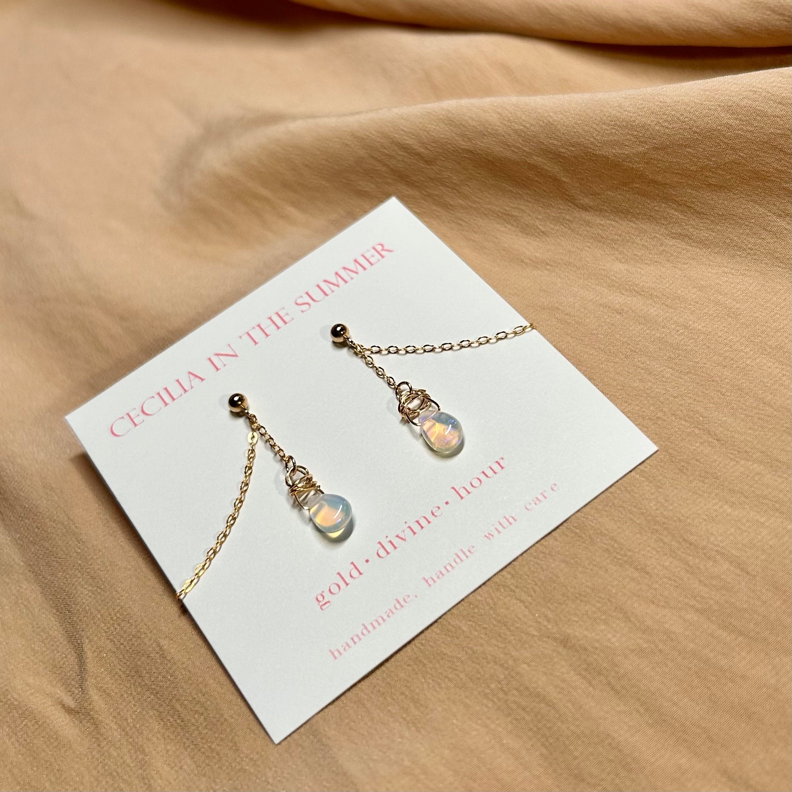 14kt Gold Filled Opal Pear Loop Earrings