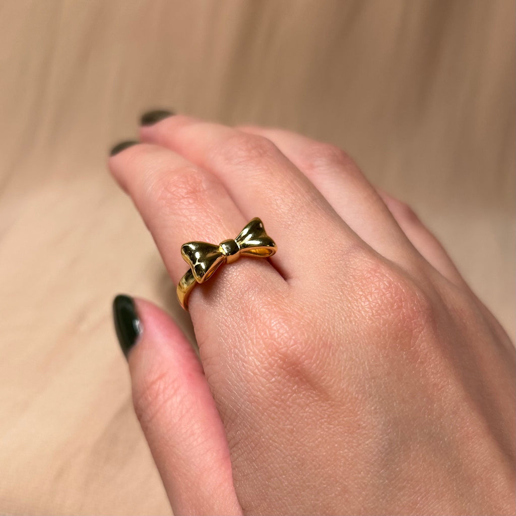 Bow Sweetheart Ring ~ Vermeil Adjustable Resizeable