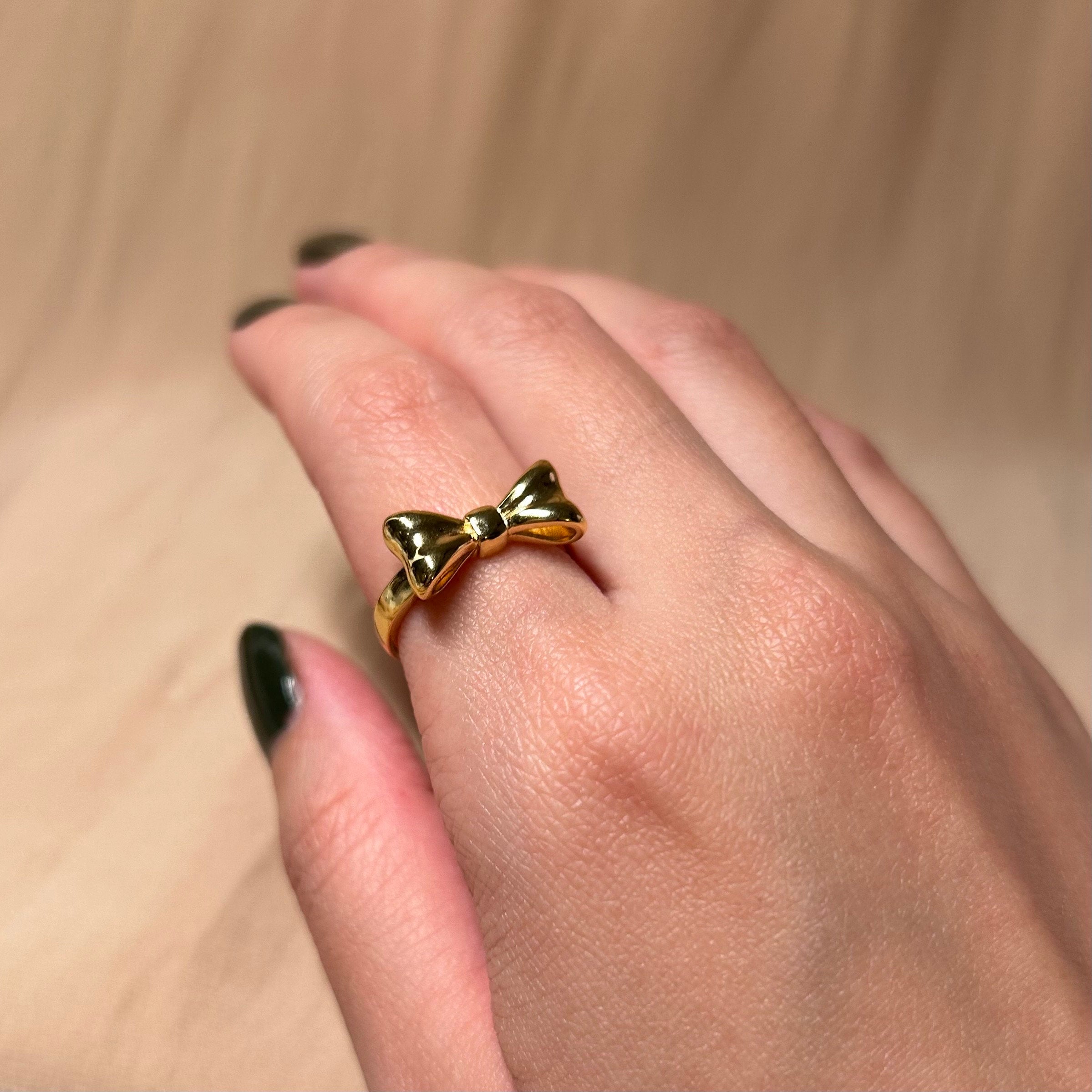 Bow Sweetheart Ring ~ Vermeil Adjustable Resizeable