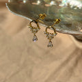 Wreathe Pear Charm Cz Stud Vermeil Earrings