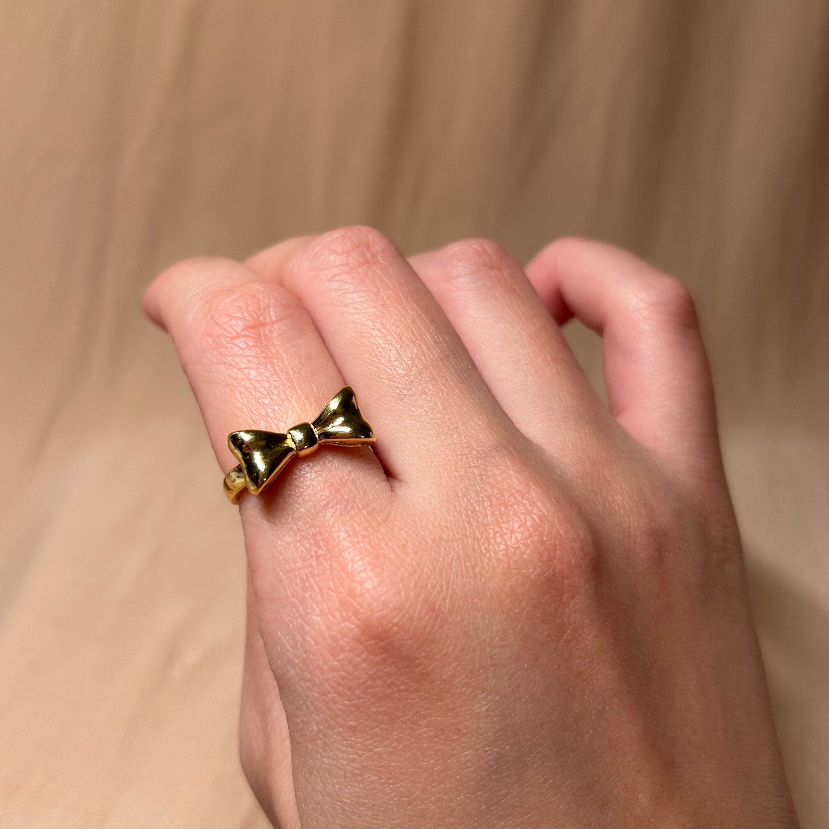 Bow Sweetheart Ring ~ Vermeil Adjustable Resizeable