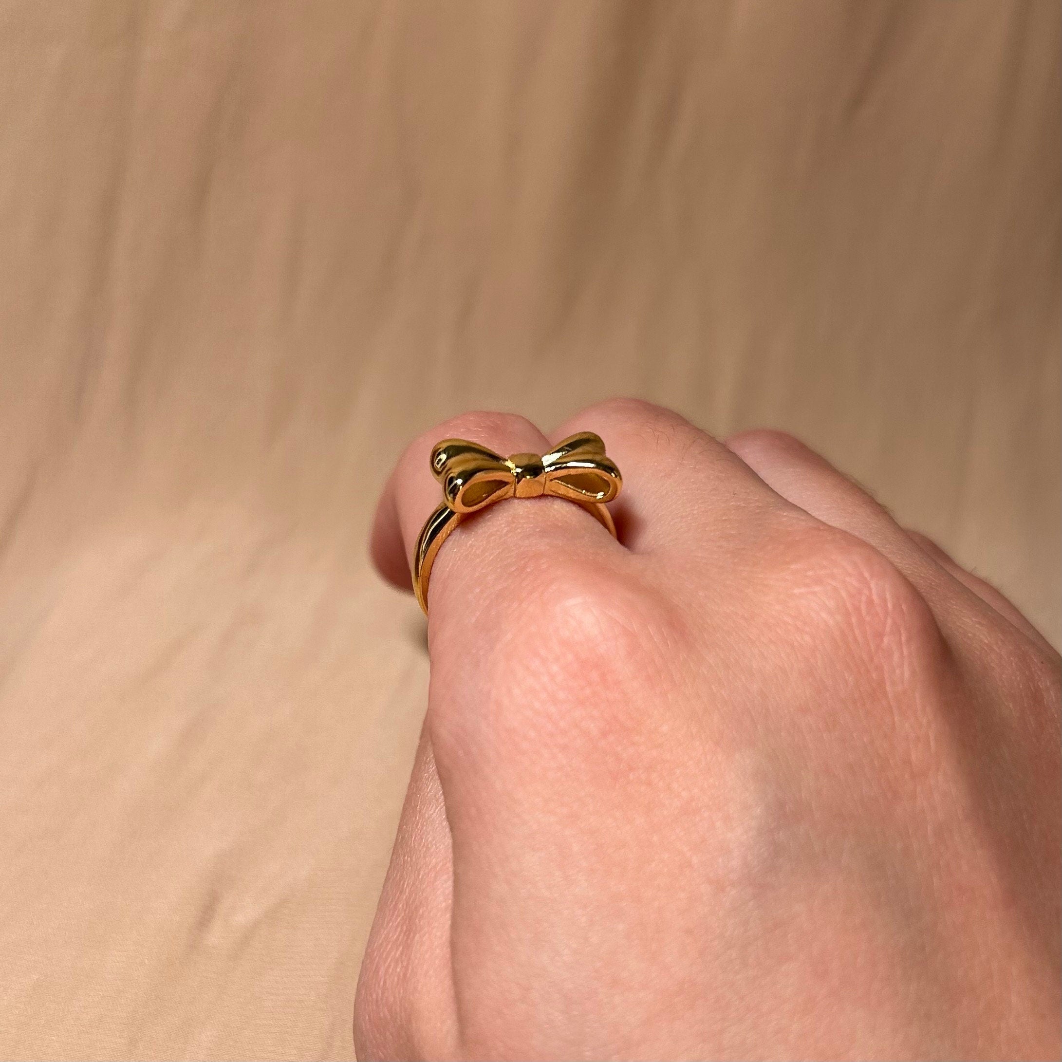 Bow Sweetheart Ring ~ Vermeil Adjustable Resizeable