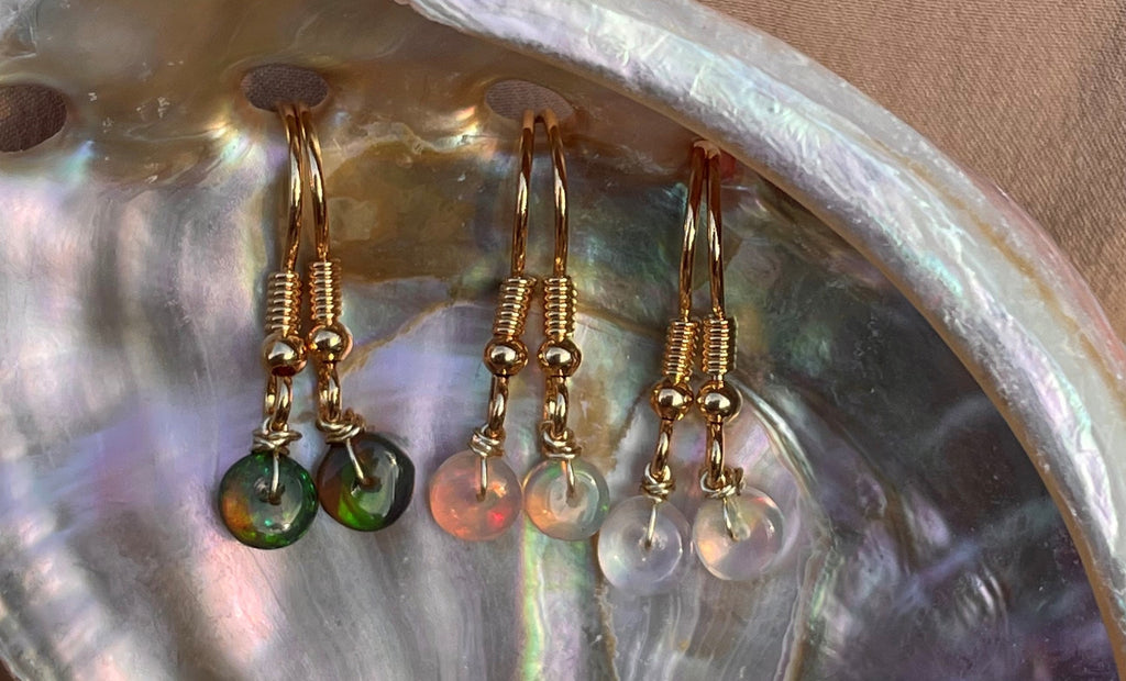 14kt Gold Fill Single Bead Opal Earrings