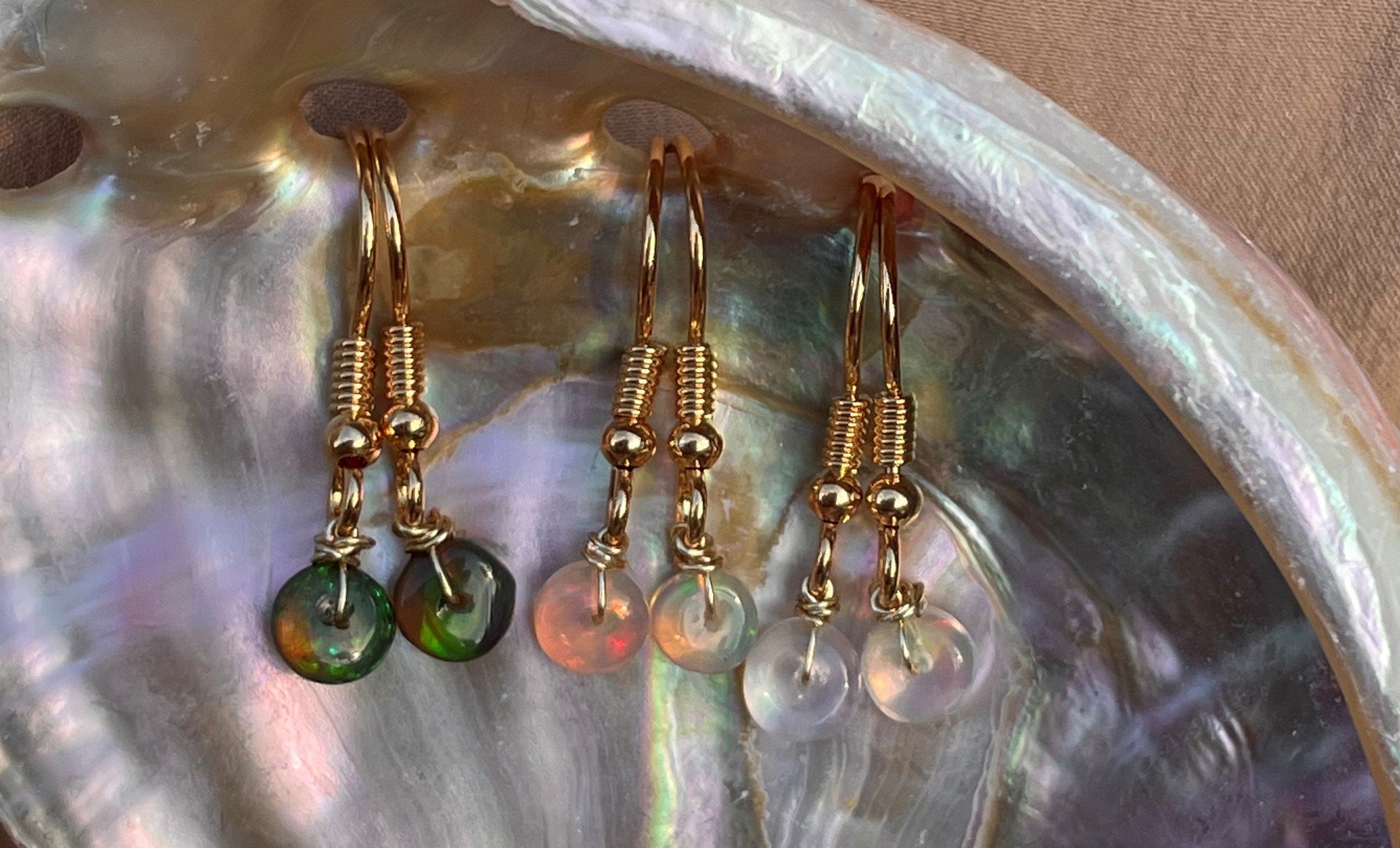 14kt Gold Fill Single Bead Opal Earrings