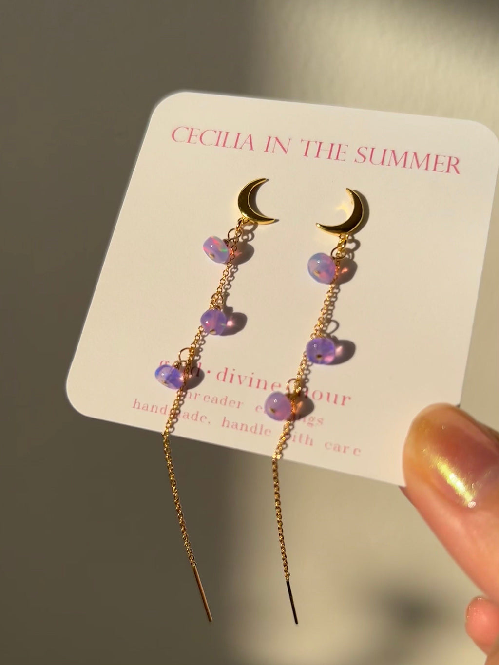 Pearl Moon Stud-Threader ~ Gold Earrings