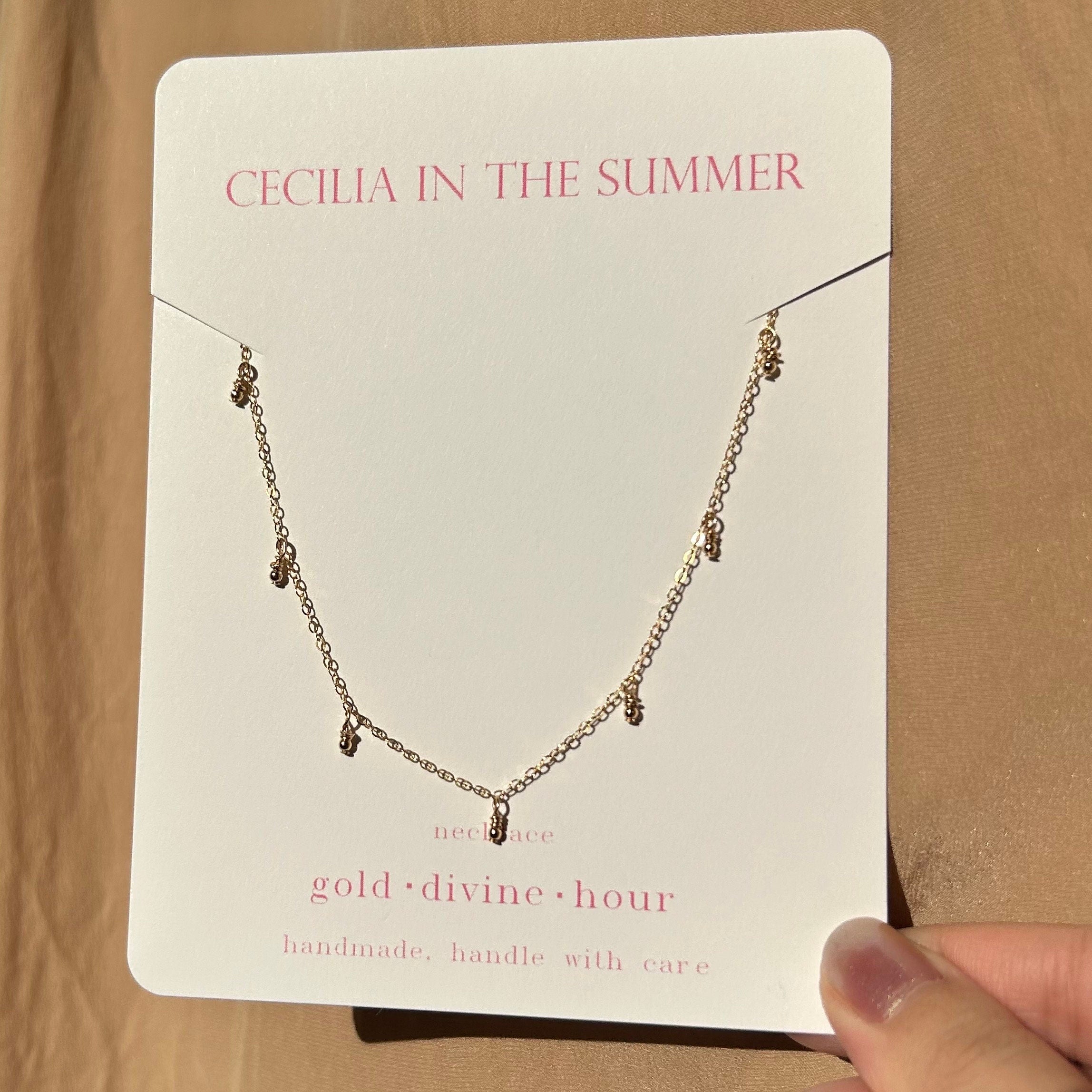 Golden Dots Paperclip Necklace ~ 14kt Gold Fill