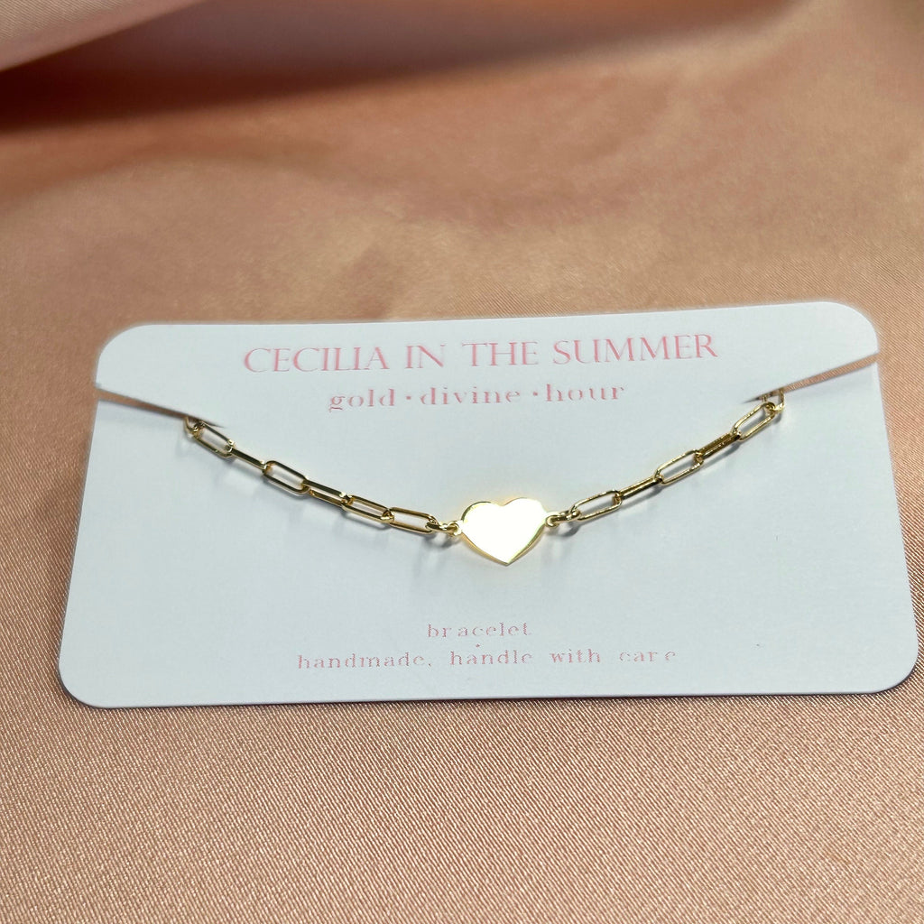 Heart Plate Paperclip Bracelet