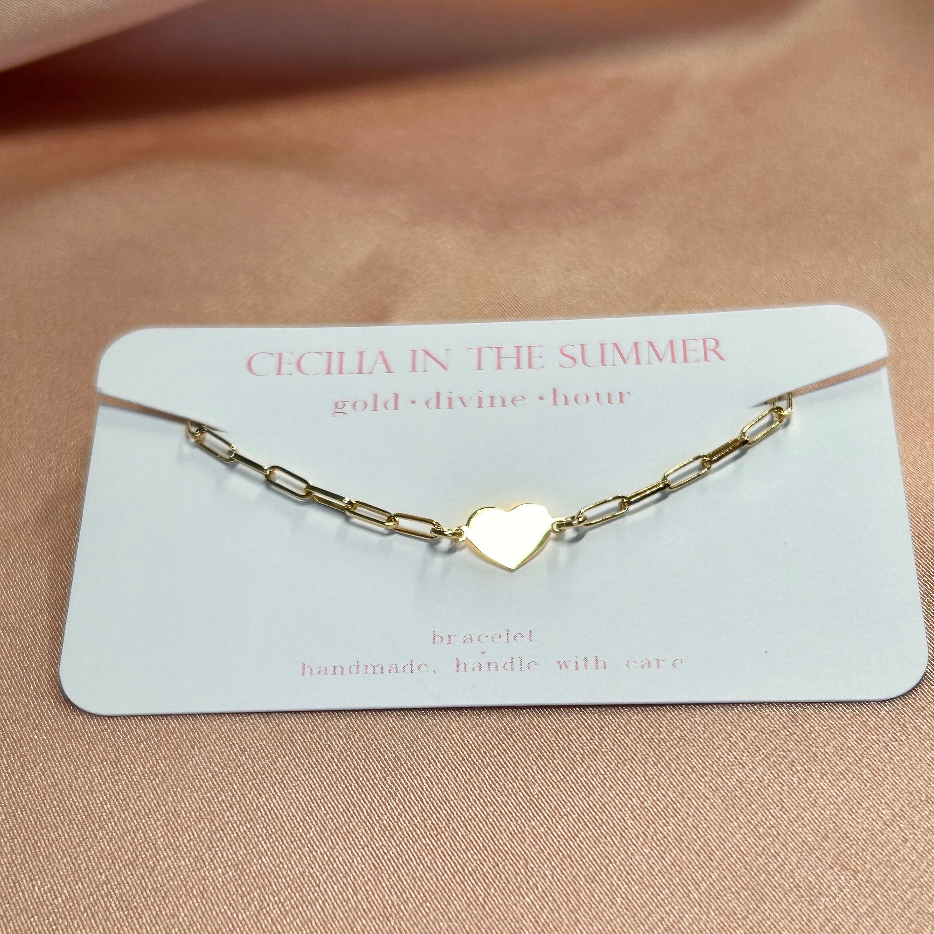 Heart Plate Paperclip Bracelet
