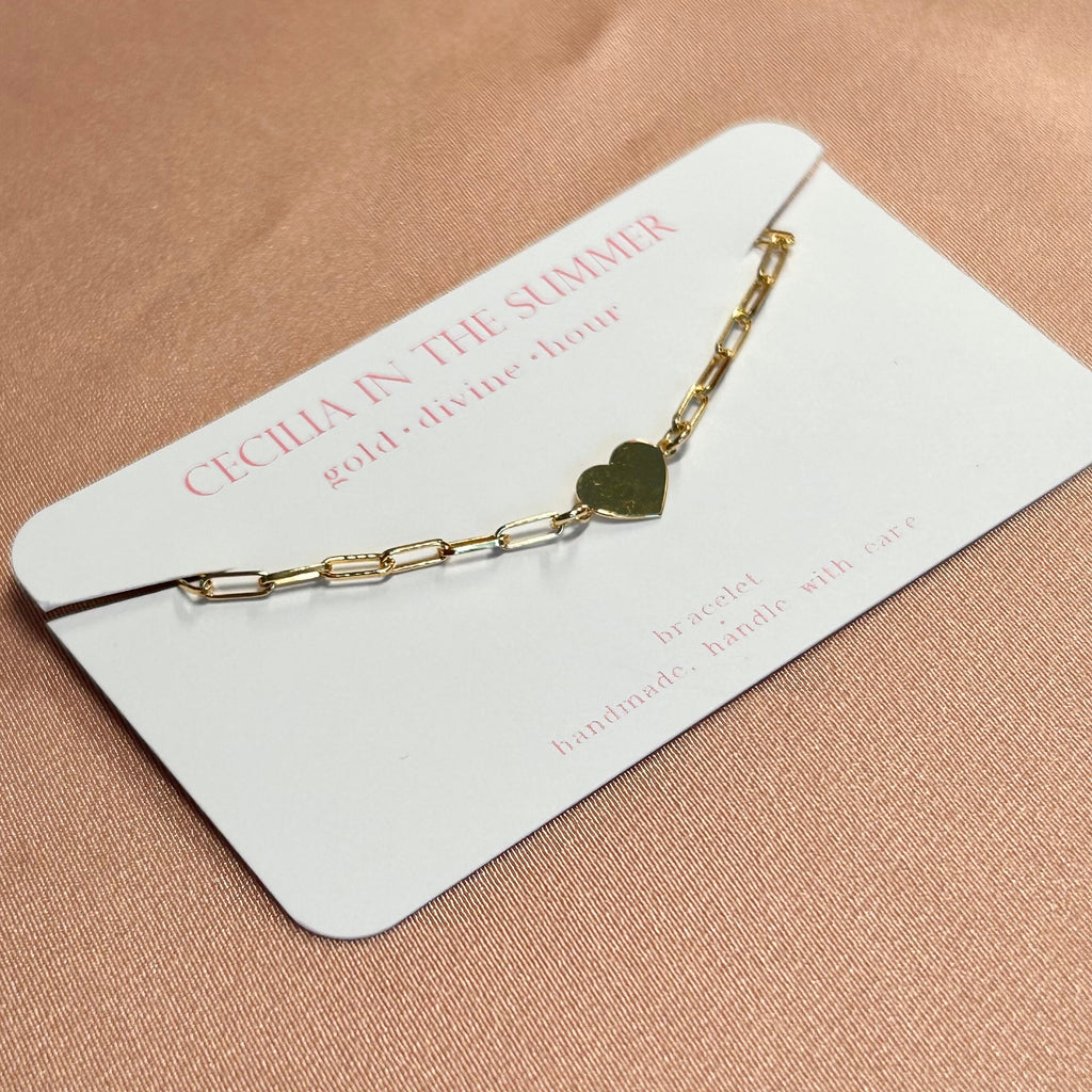 Heart Plate Paperclip Bracelet