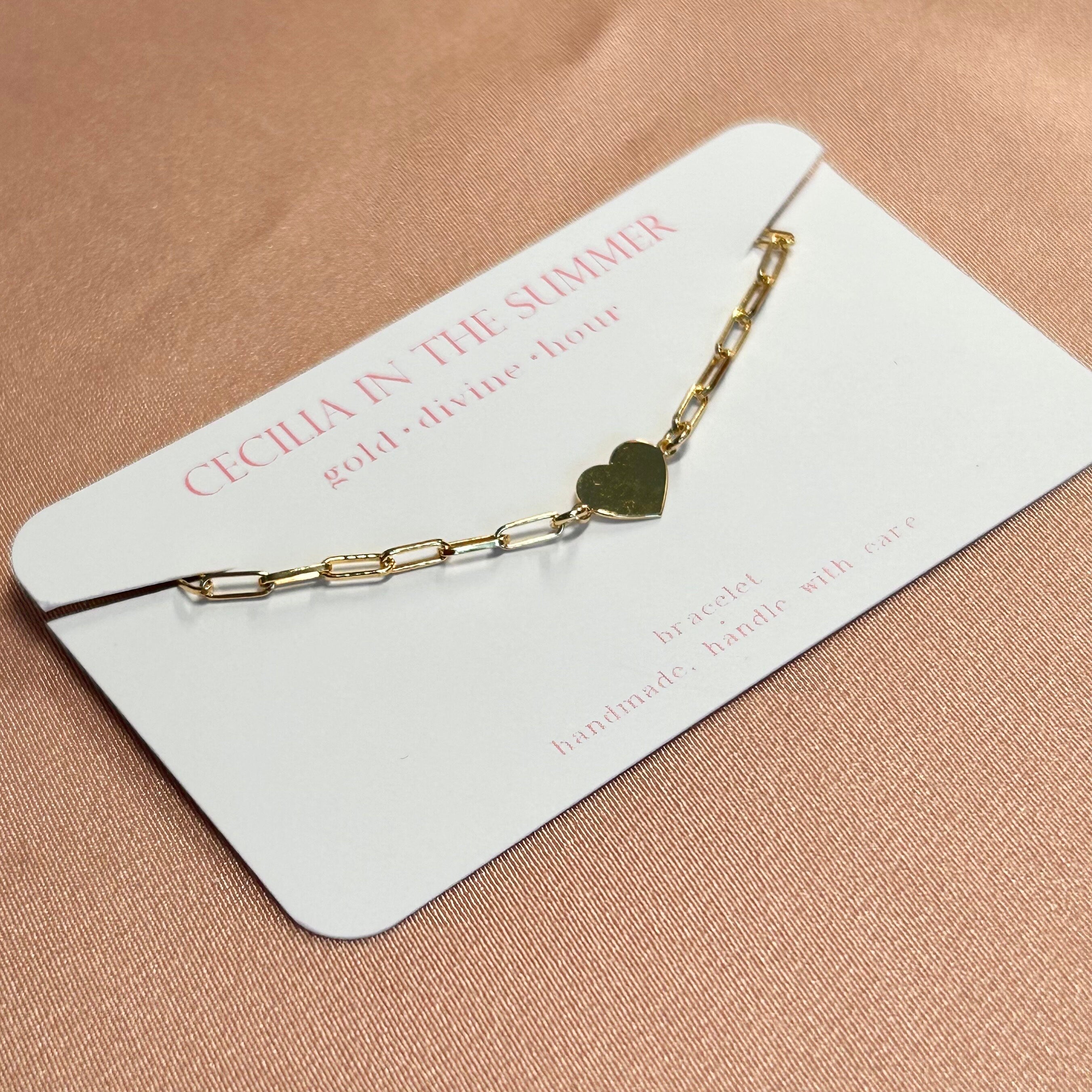 Heart Plate Paperclip Bracelet