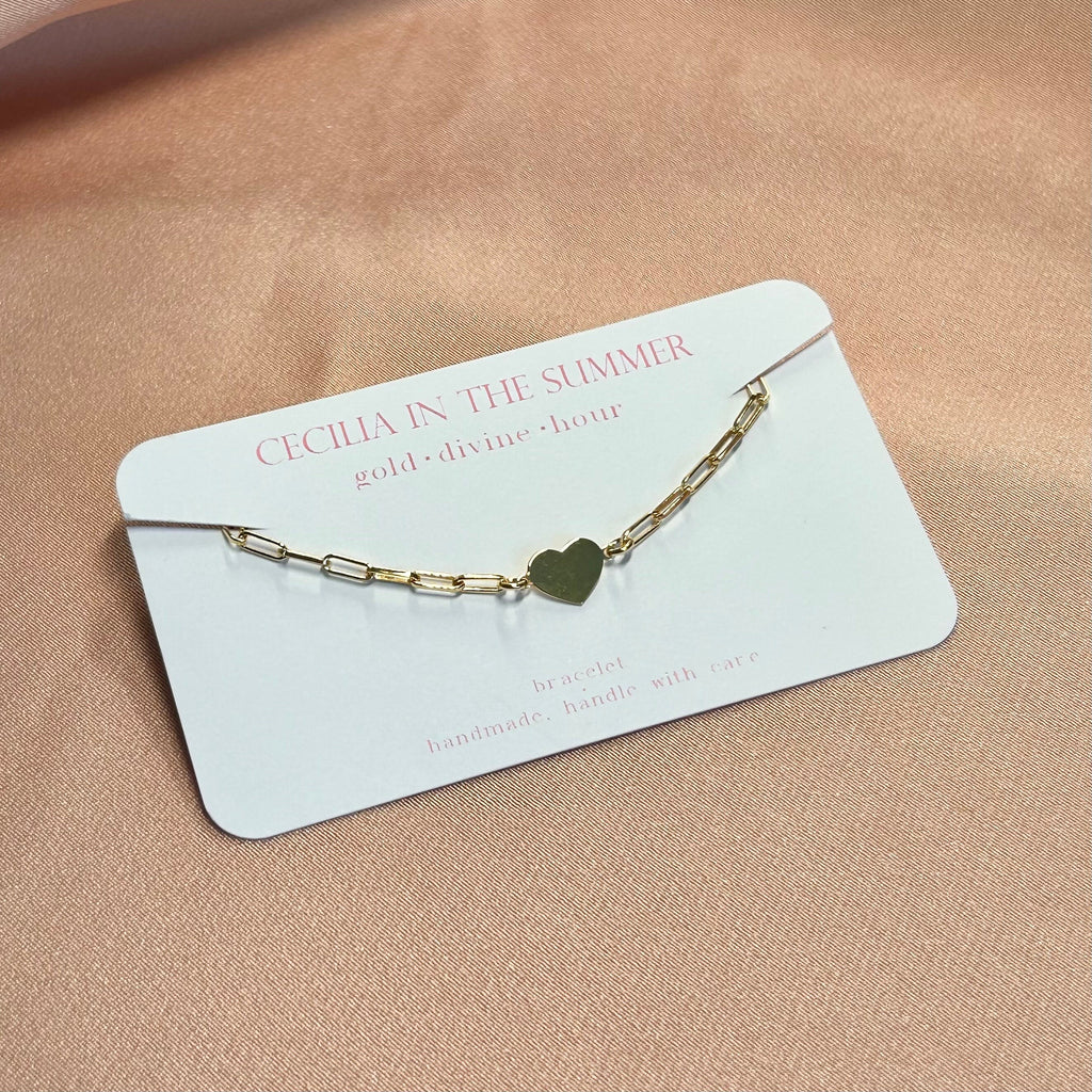 Heart Plate Paperclip Bracelet