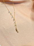 Ocean Seahorse Opal & CZ Lariat Necklace ~ 14kt Gold Fill