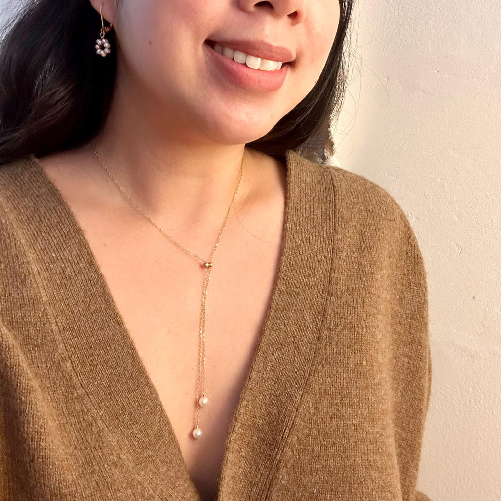 Pearl Rain Orbs Adjustable Necklace ~ 14kt Gold Fill