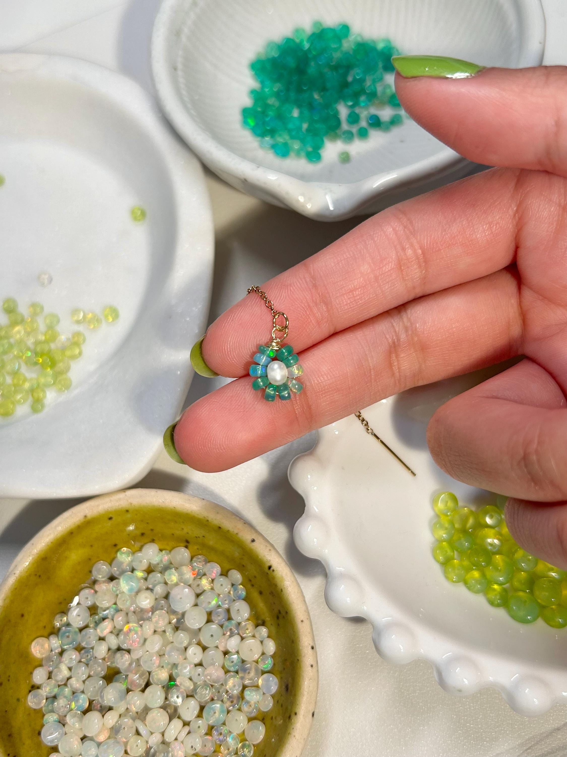 Flower Opal + Pearl Threader Earrings ~ 14kt Gold Filled