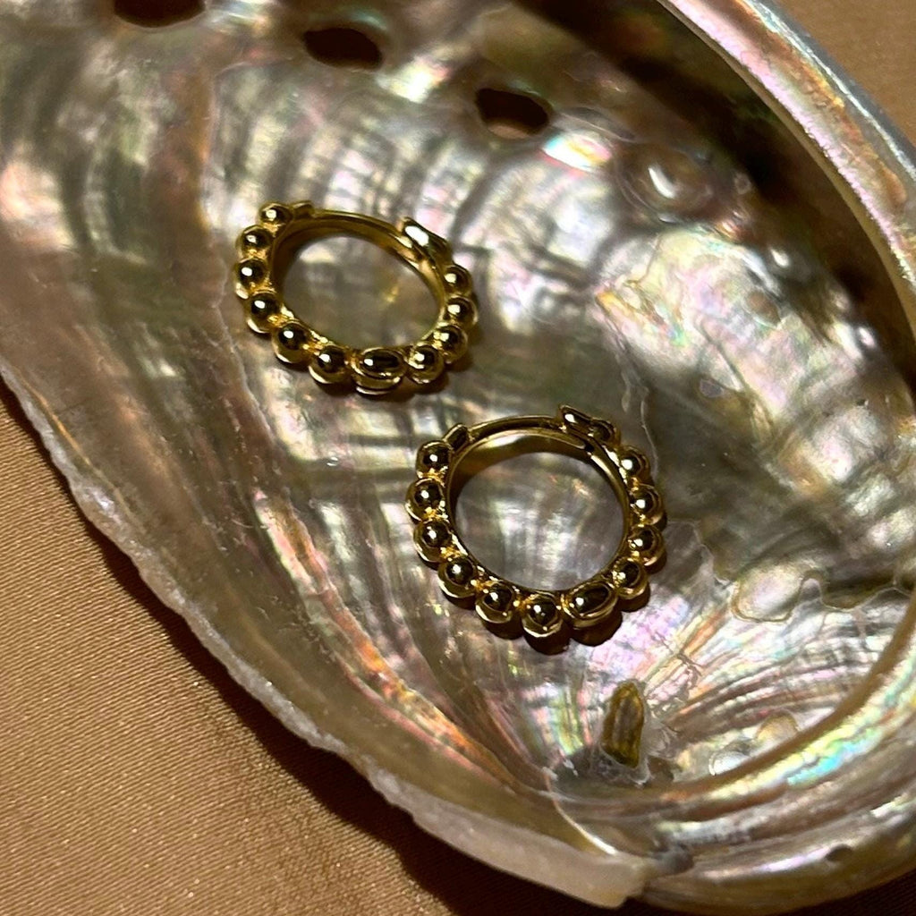 Golden Dots Huggies Earrings