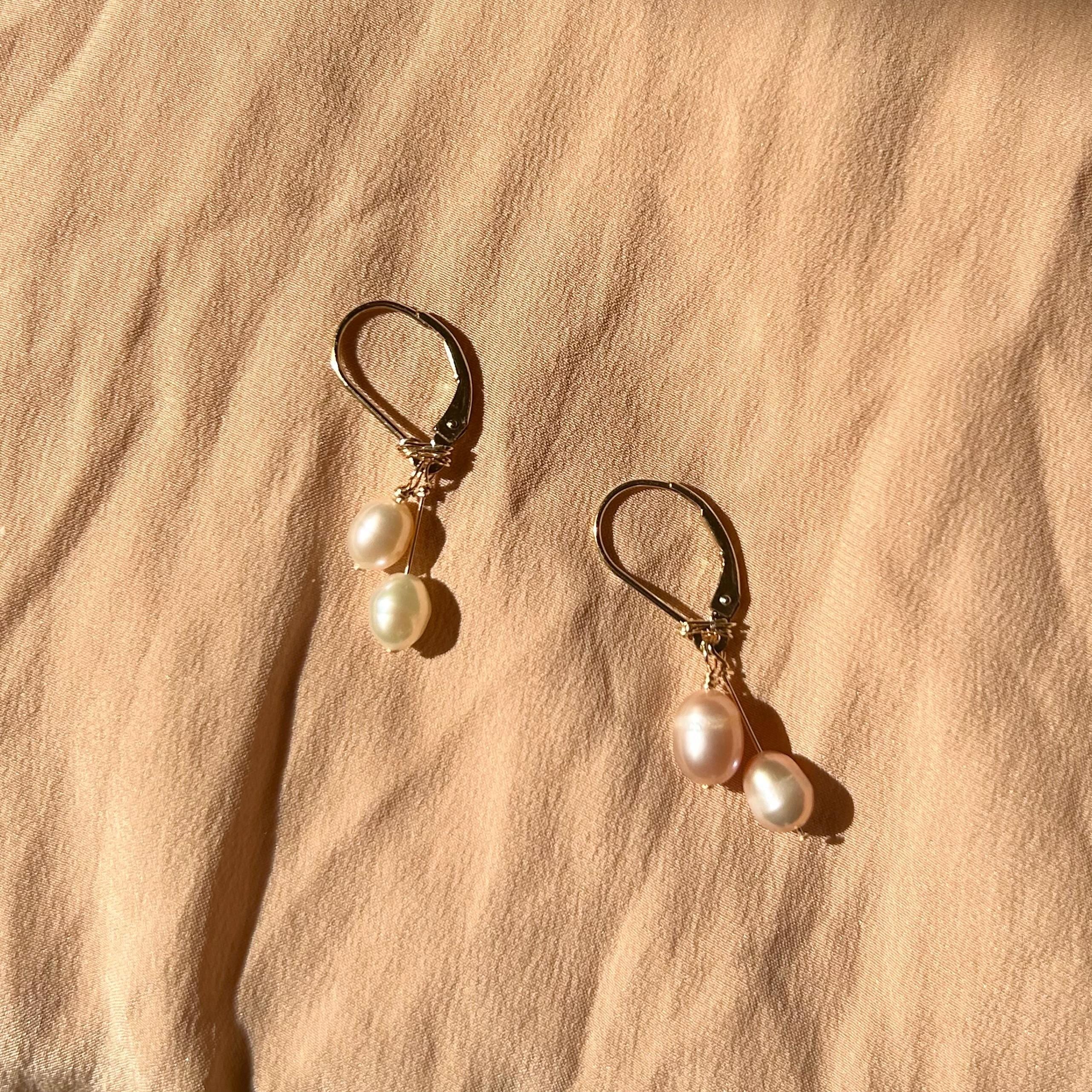 Potato Pearl Leverback Earrings ~ 14kt Gold Filled