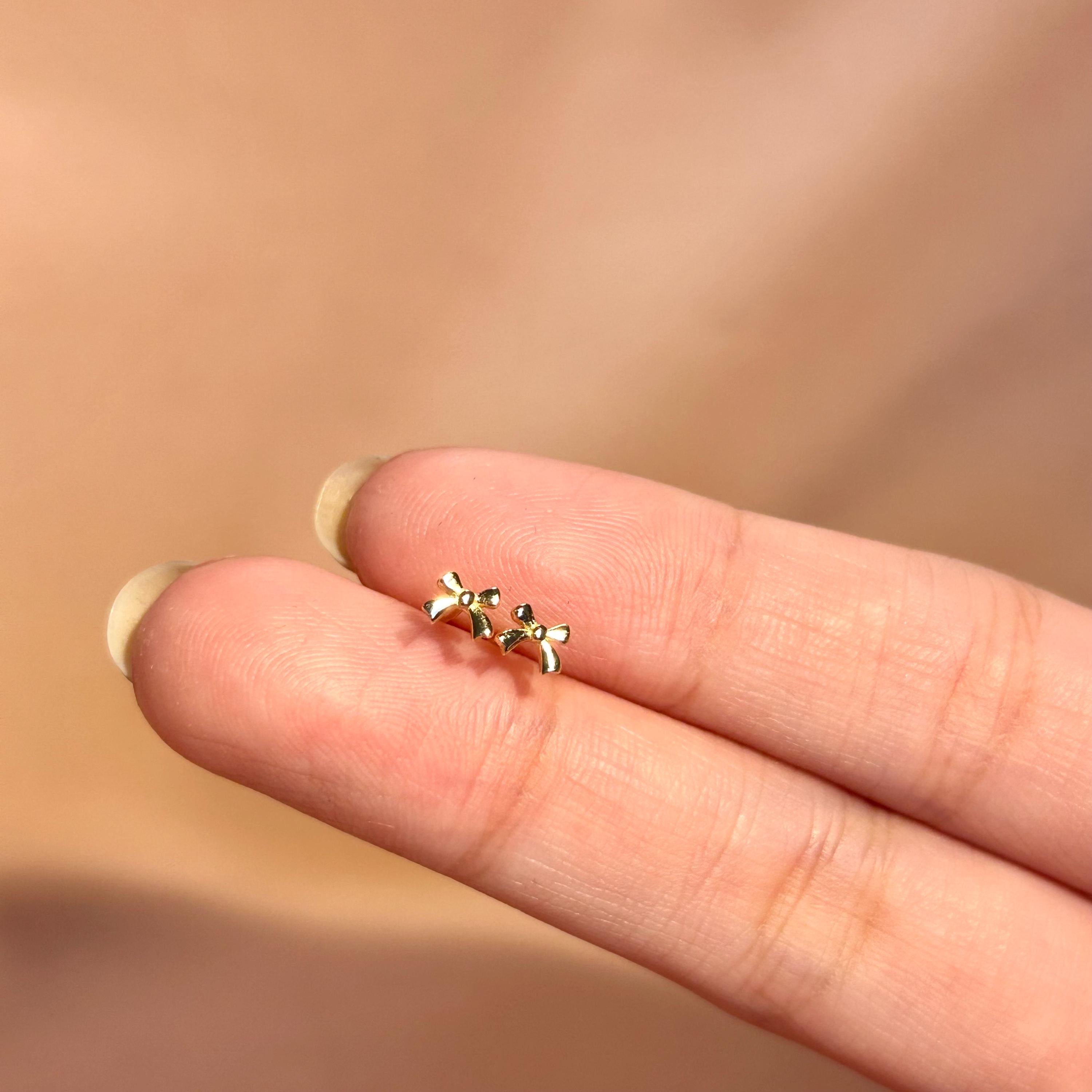 Tiny Bow Stud Earrings