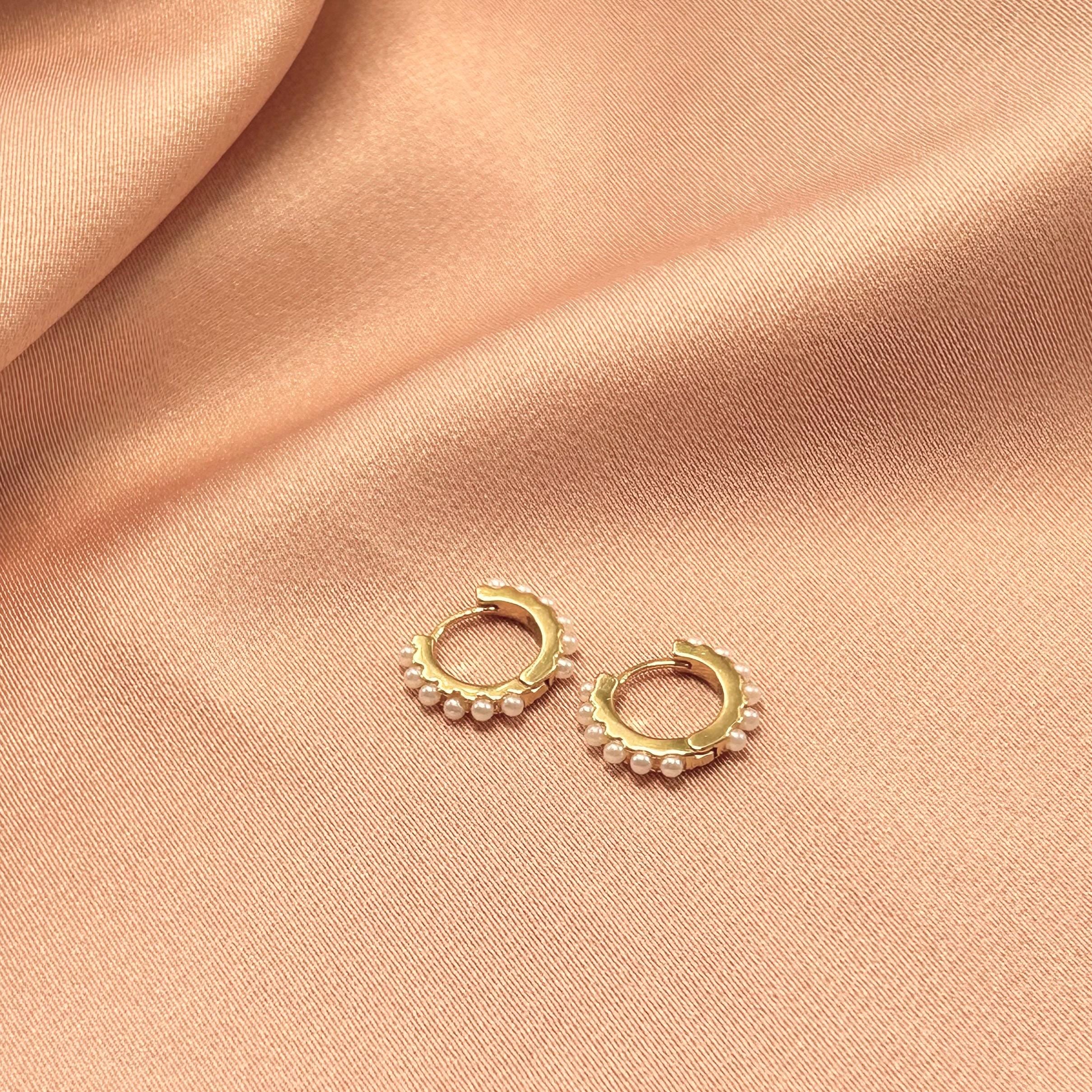 Surround Pearl Huggies Huggie Vermeil Earrings