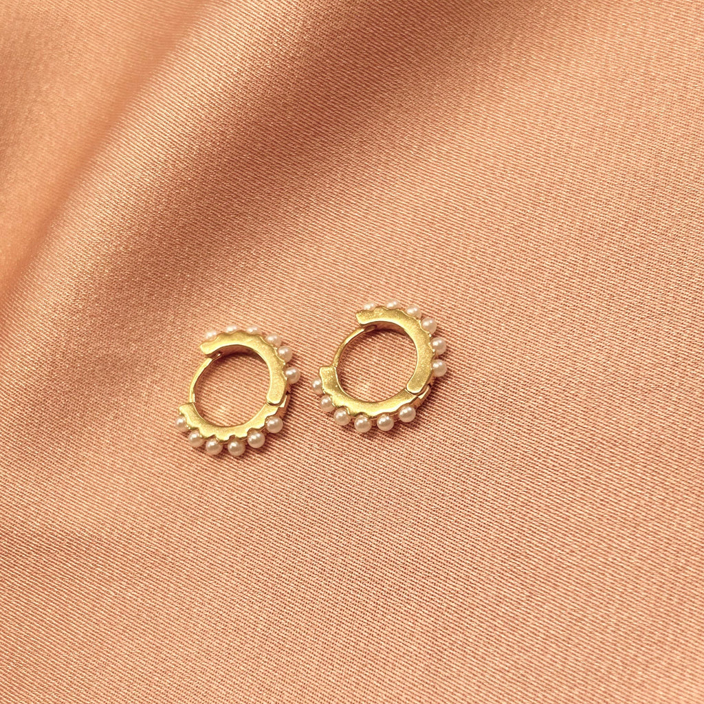 Surround Pearl Huggies Huggie Vermeil Earrings