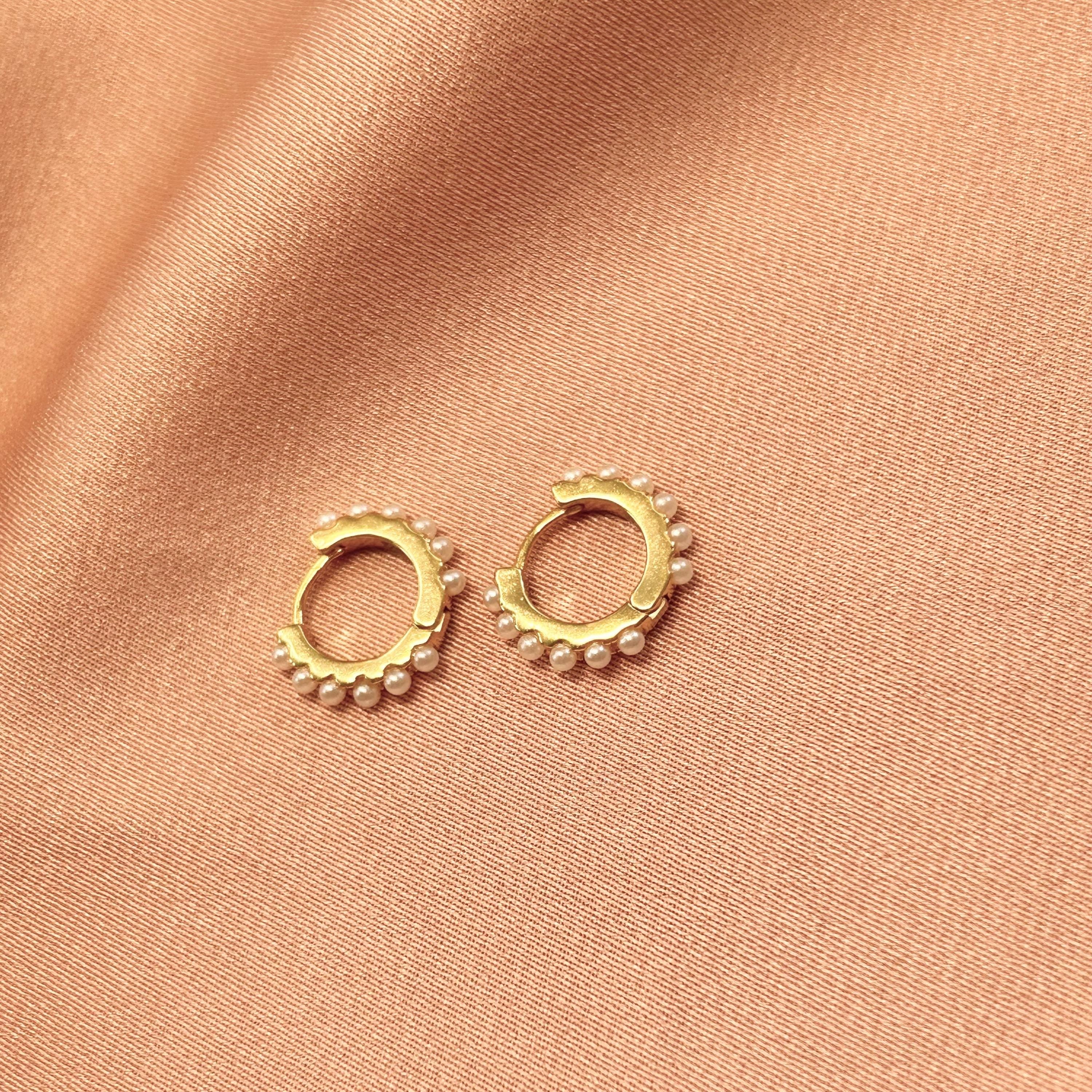 Surround Pearl Huggies Huggie Vermeil Earrings