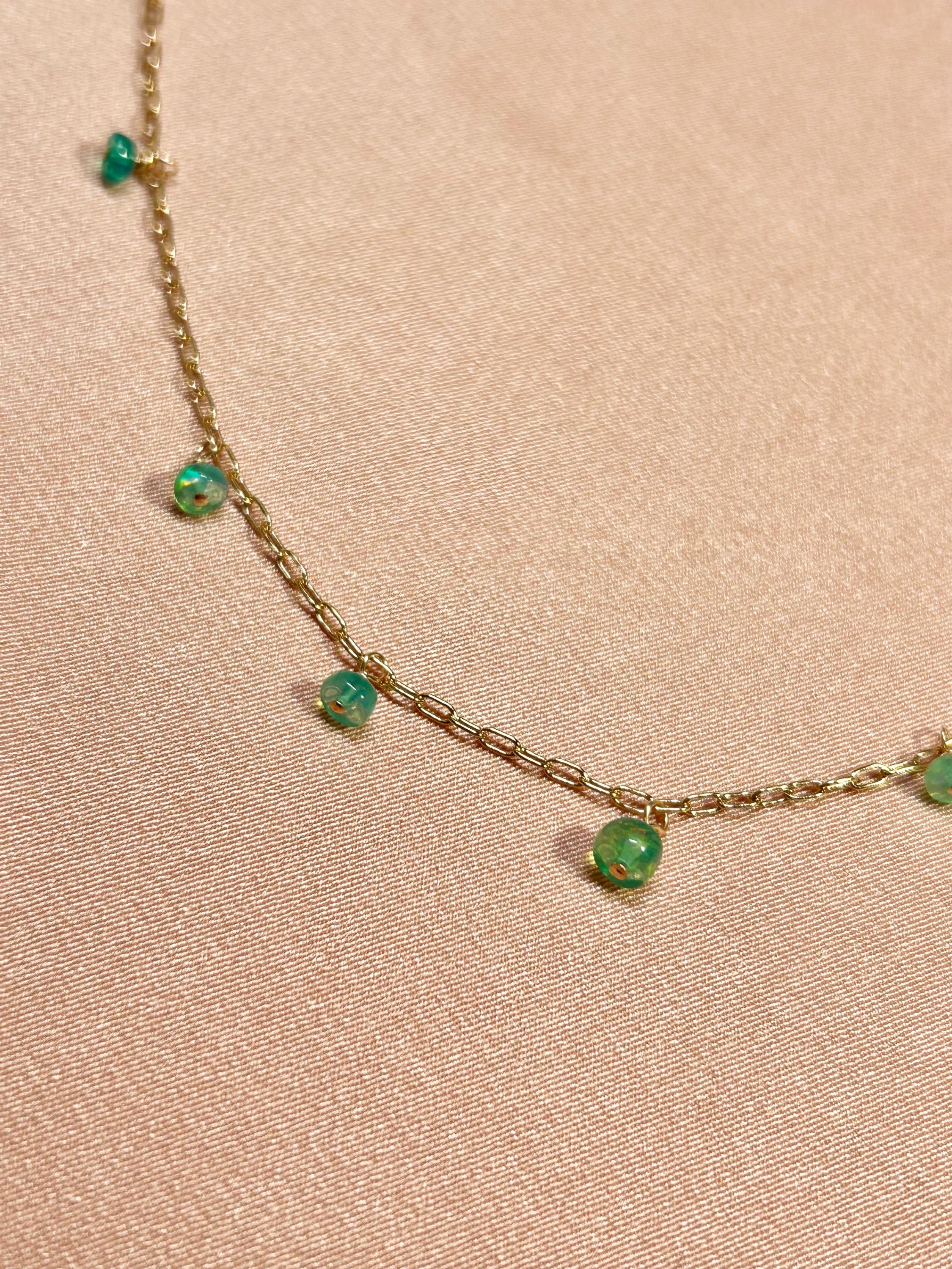 14kt Gold Fill Opal Paperclip Necklace
