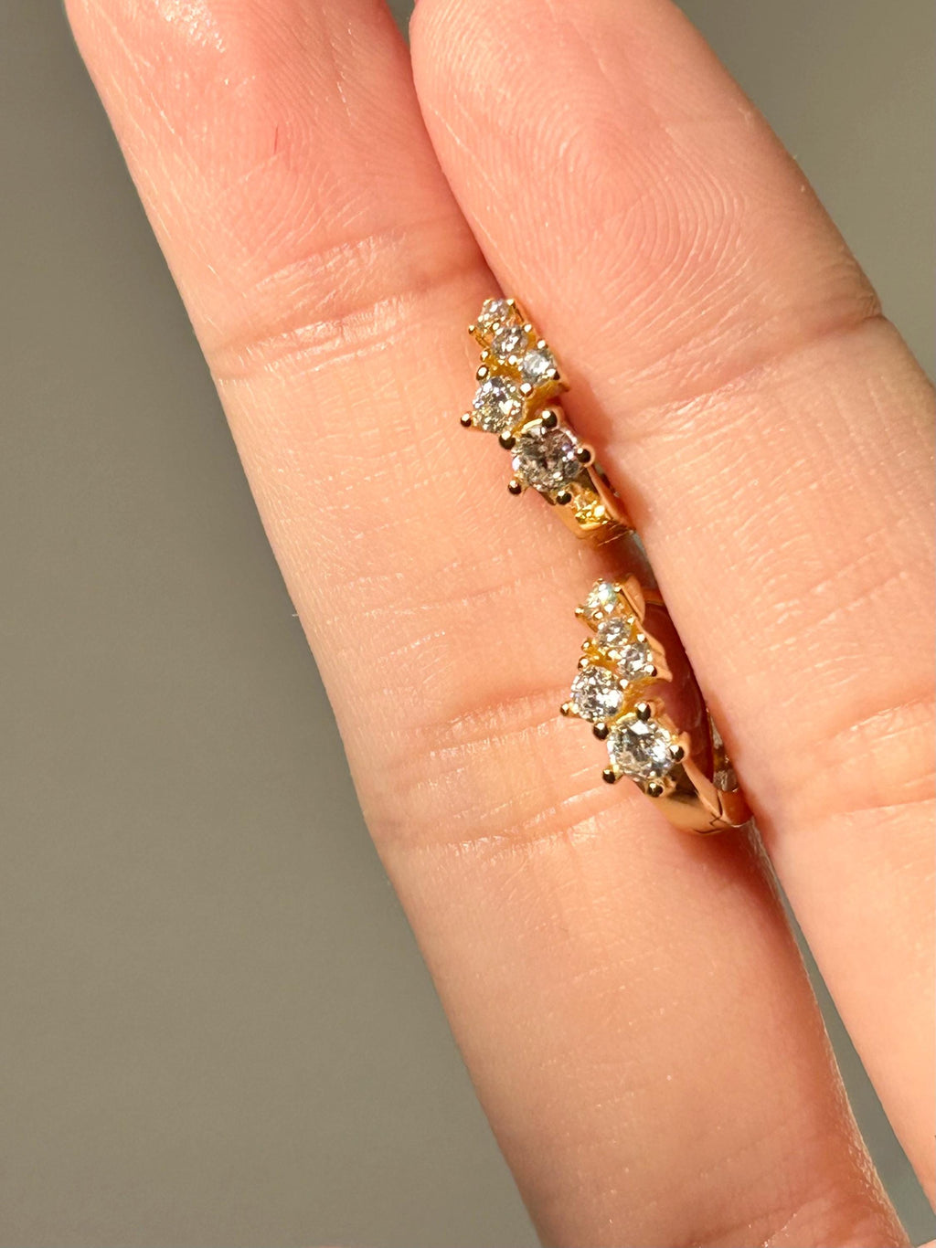 Round Cluster Clear CZ Huggies Earrings