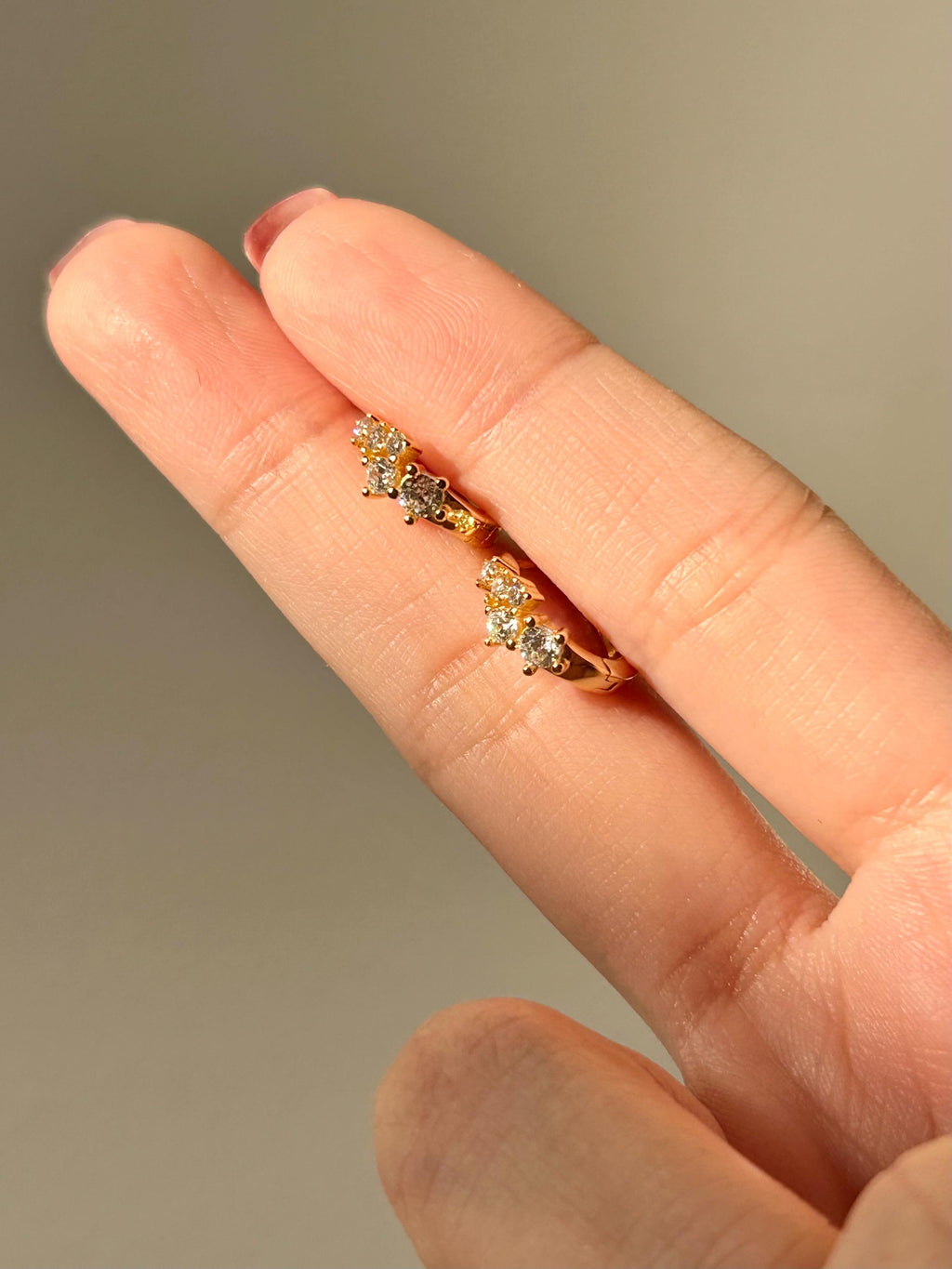 Round Cluster Clear CZ Huggies Earrings