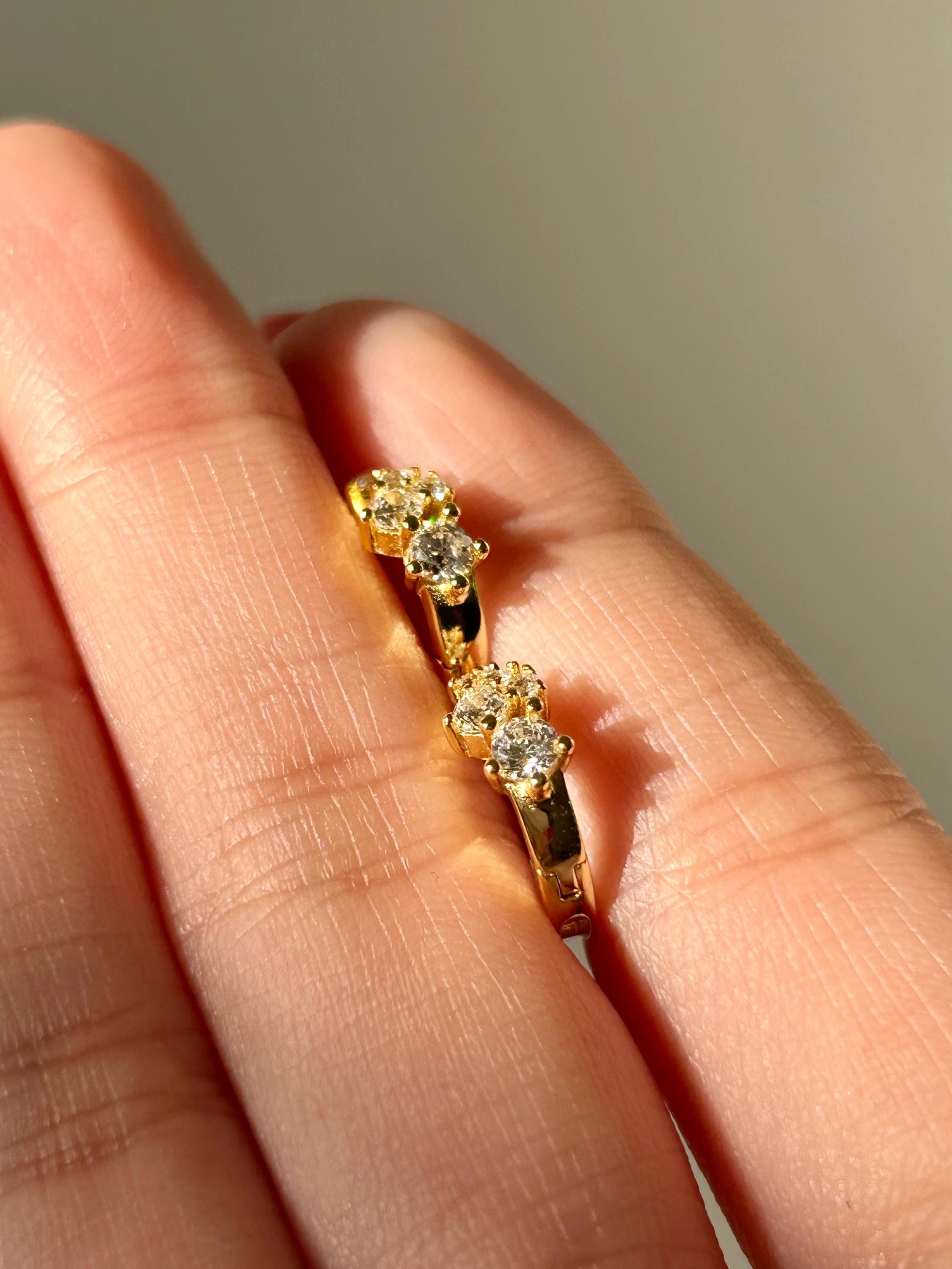 Round Cluster Clear CZ Huggies Earrings