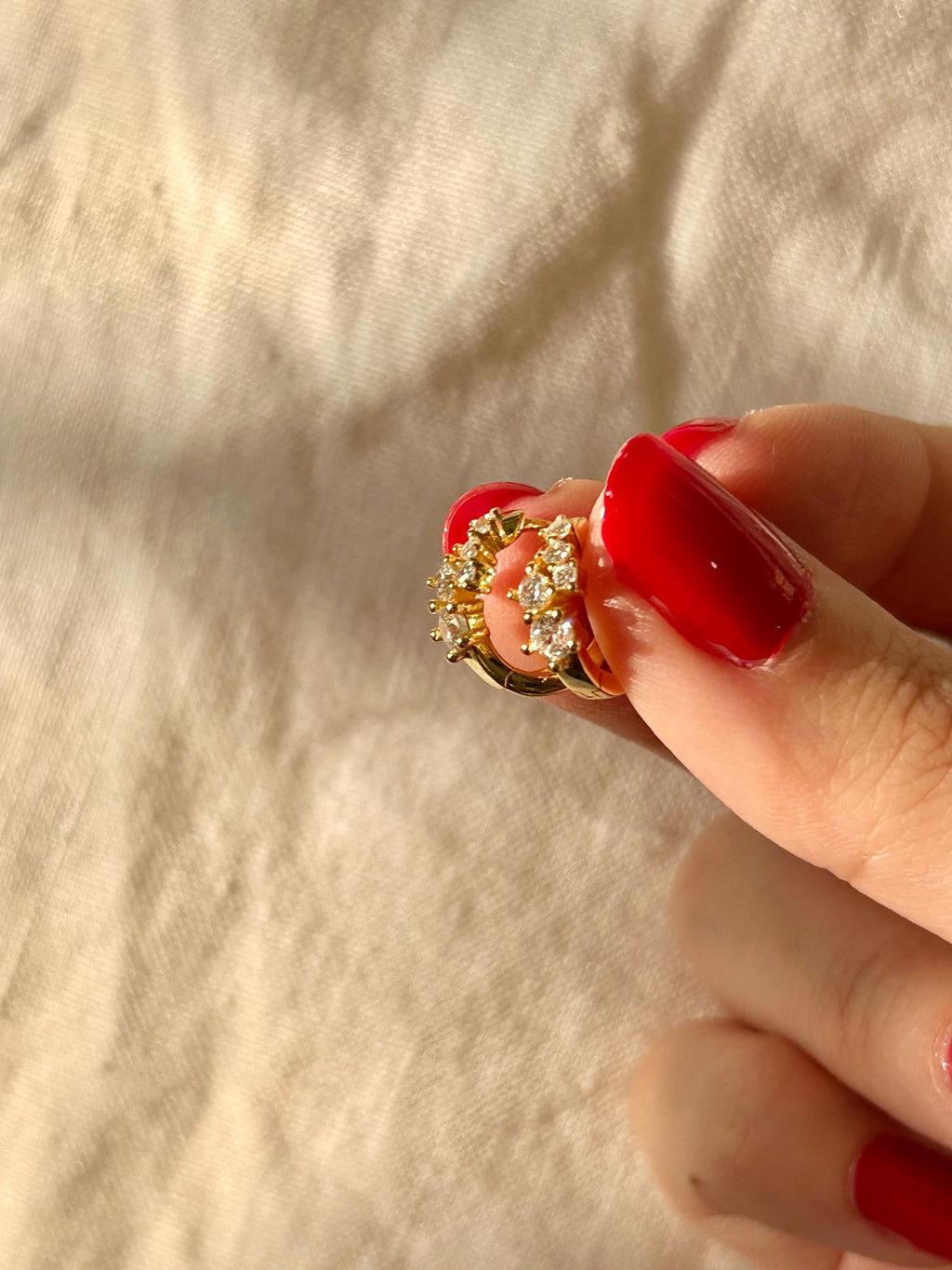 Round Cluster Clear CZ Huggies Earrings