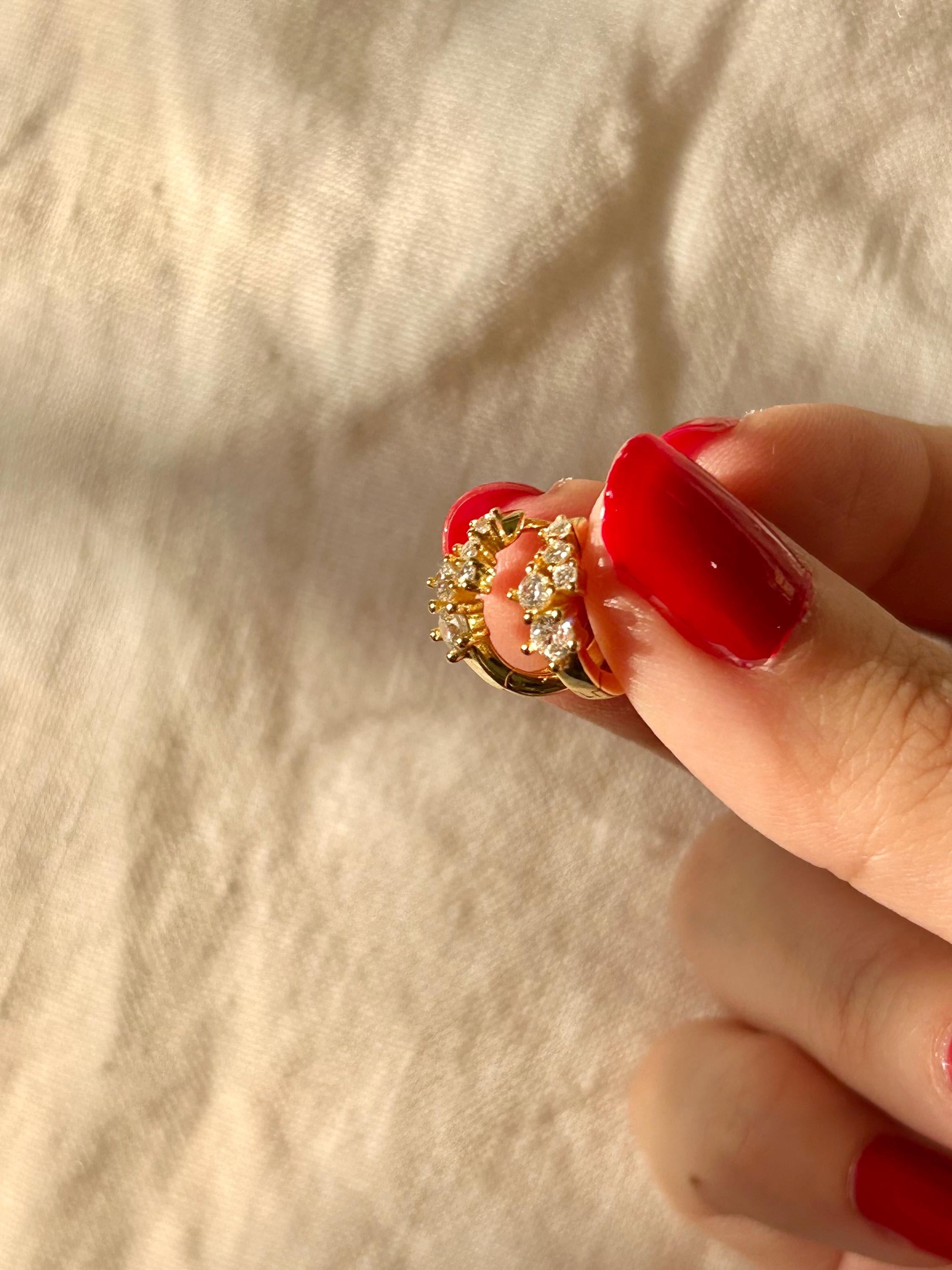 Round Cluster Clear CZ Huggies Earrings