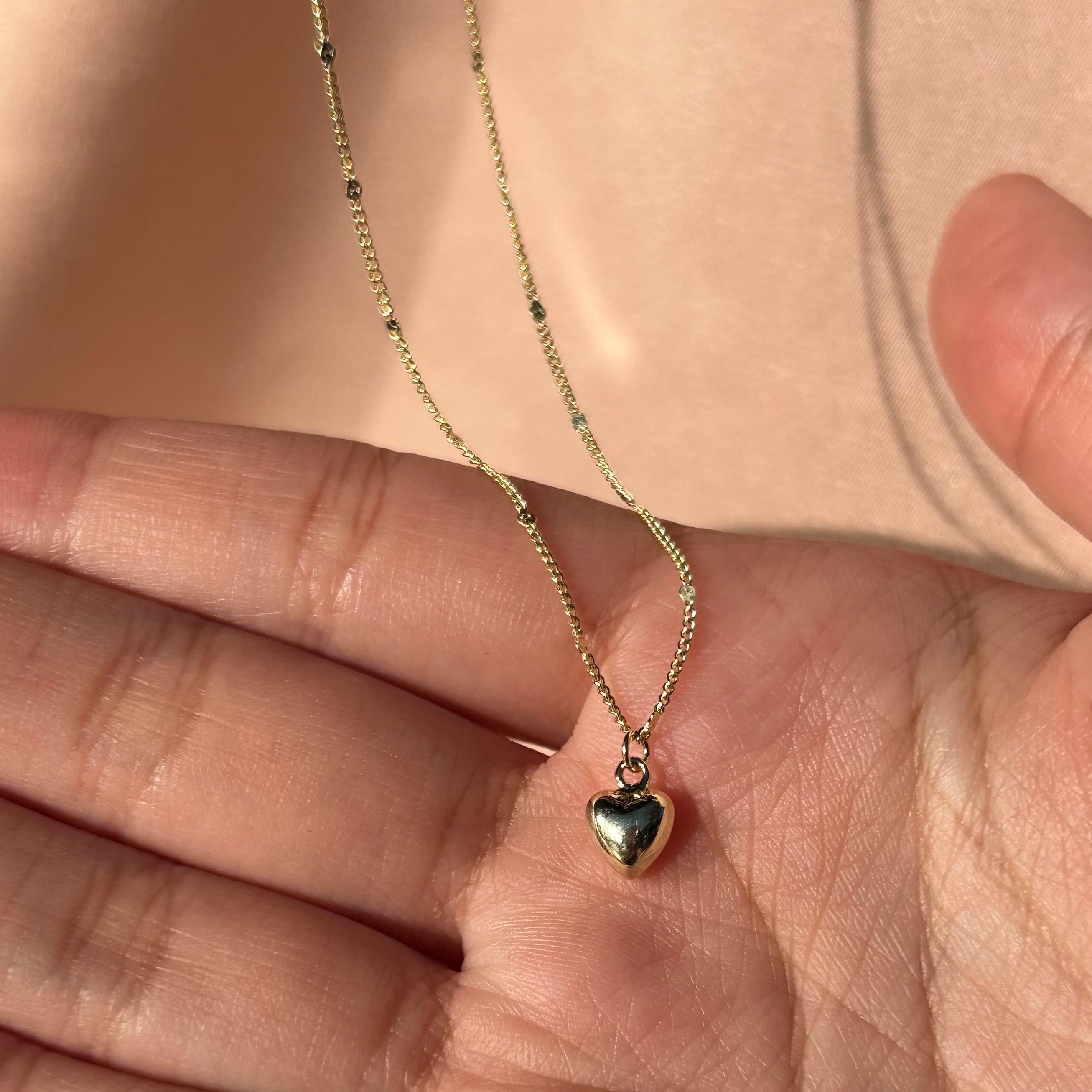 Big Heart Tiny 3D Pendant Necklace ~ 14kt Gold Fill