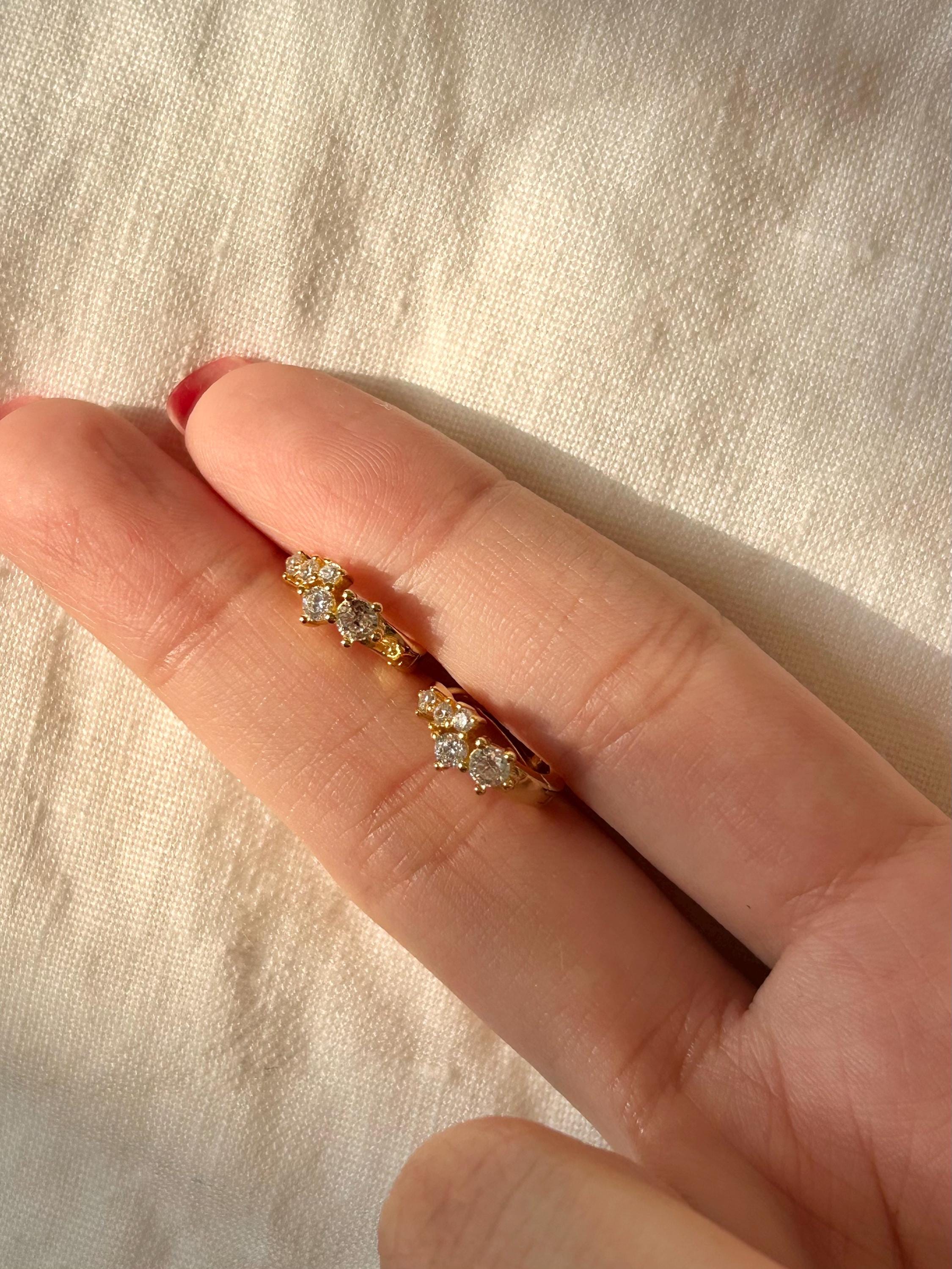 Round Cluster Clear CZ Huggies Earrings