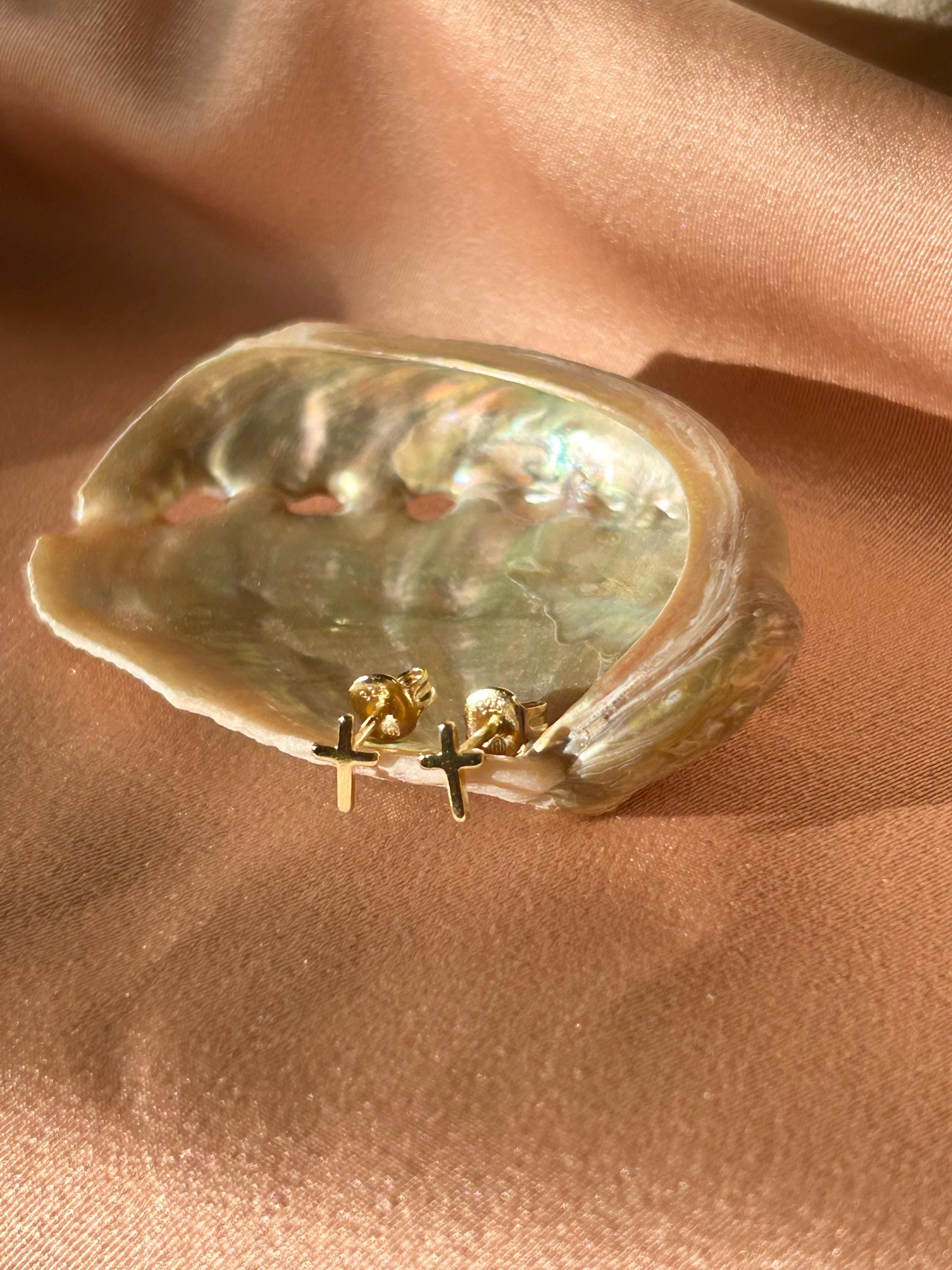 Mini Cross Studs Stud Vermeil Earrings
