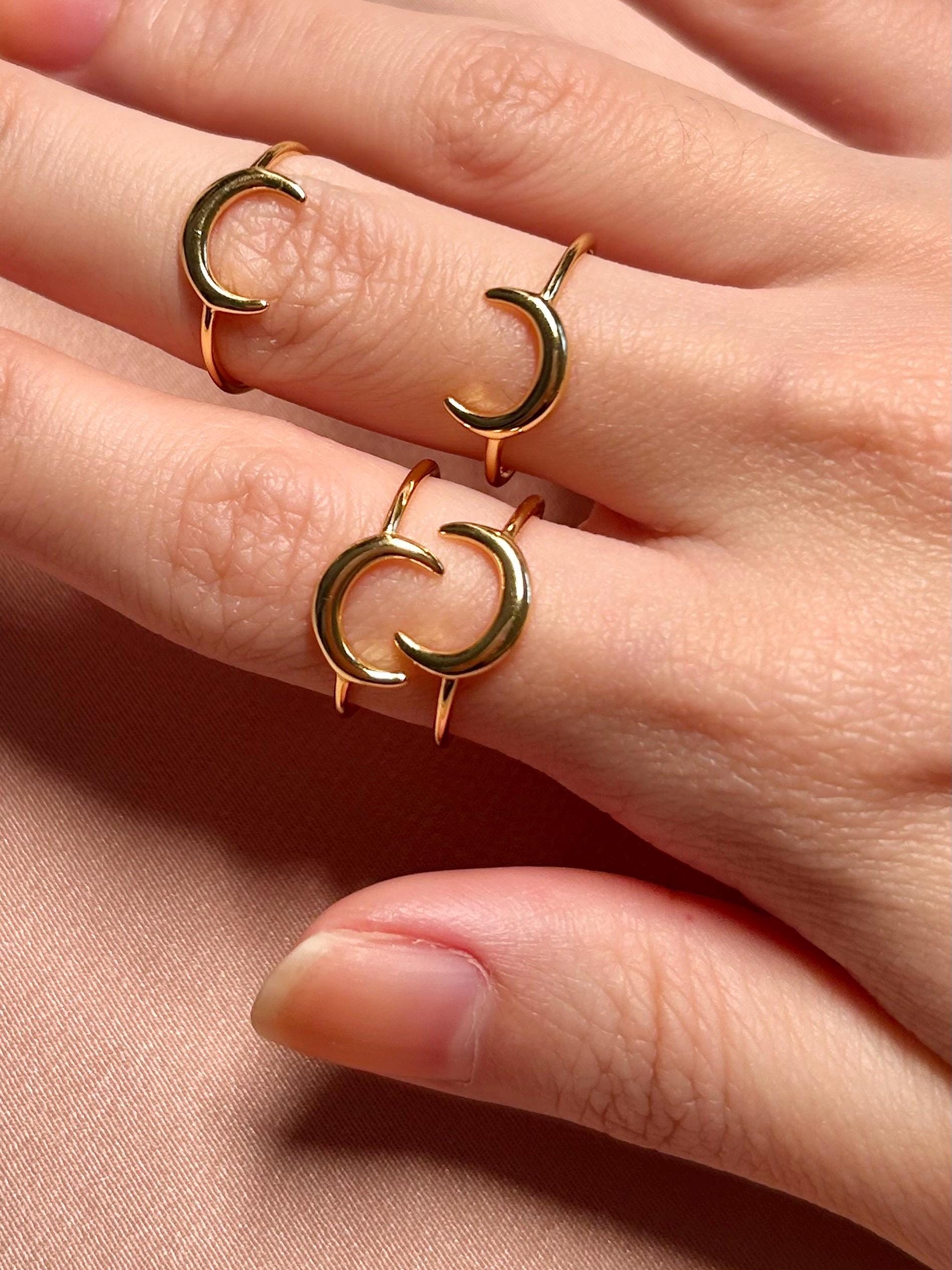 Moon Ring ~ Vermeil Adjustable Resizable