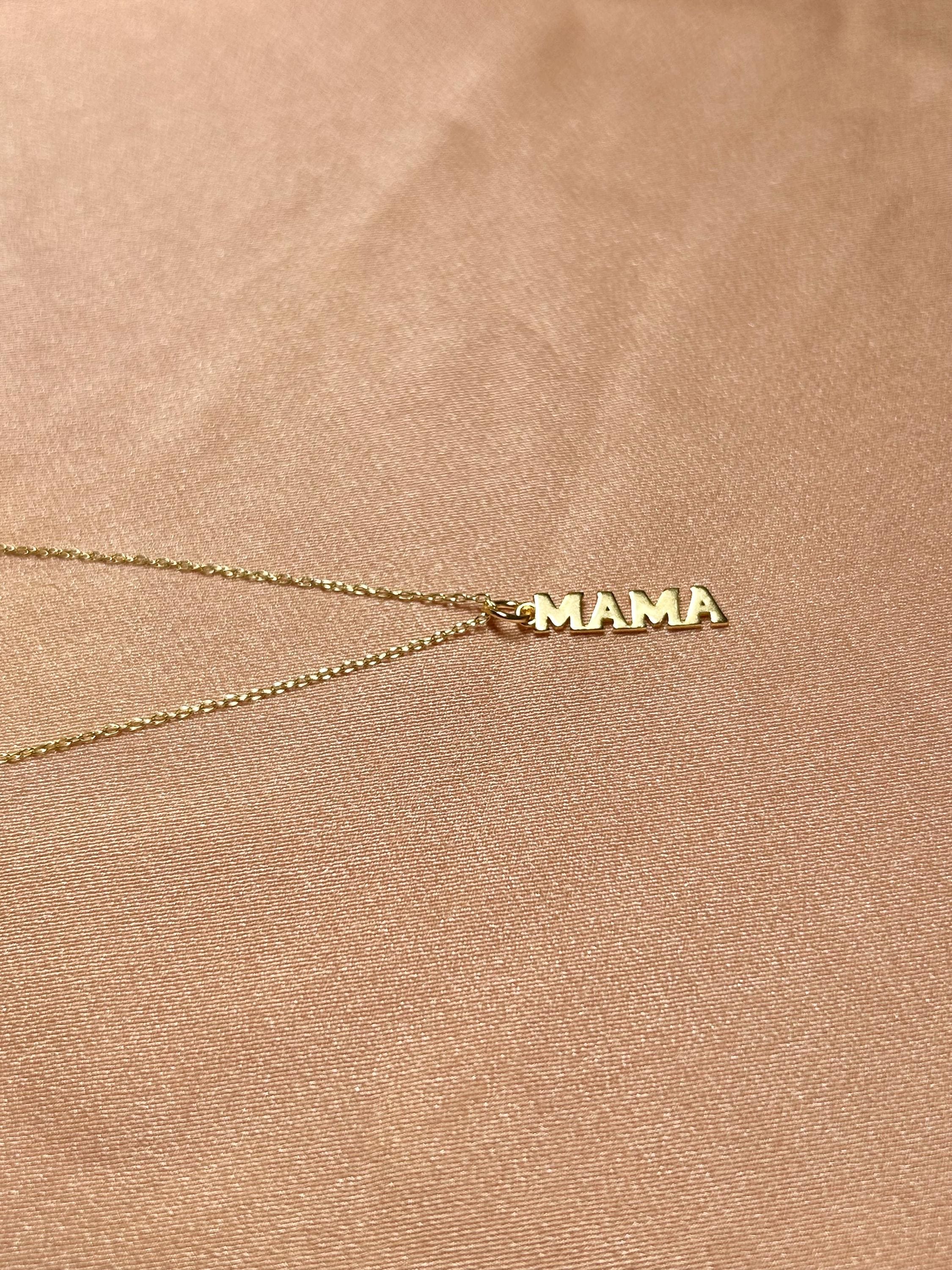 Mama Written Pendant Vermeil Necklace