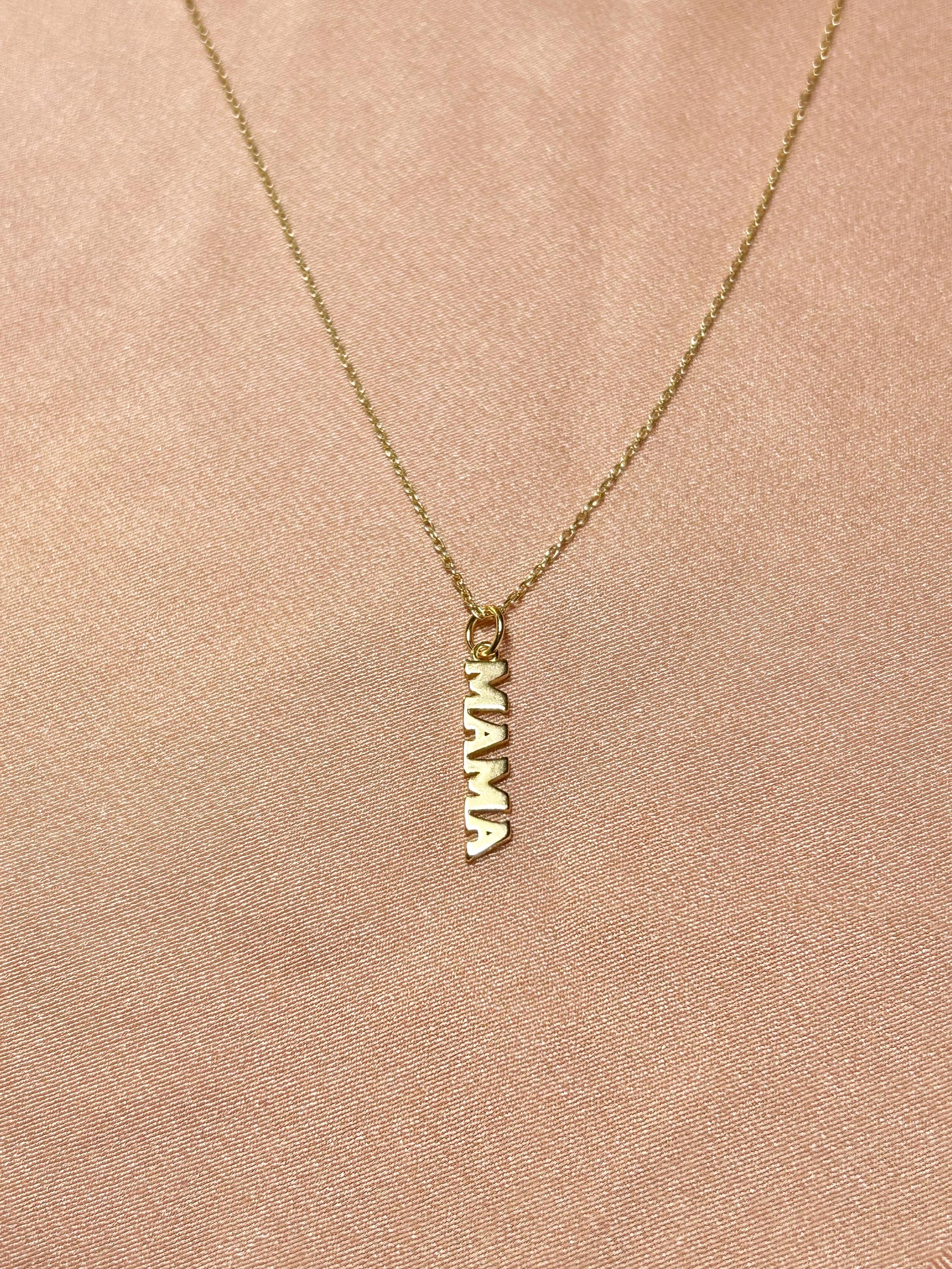 Mama Written Pendant Vermeil Necklace