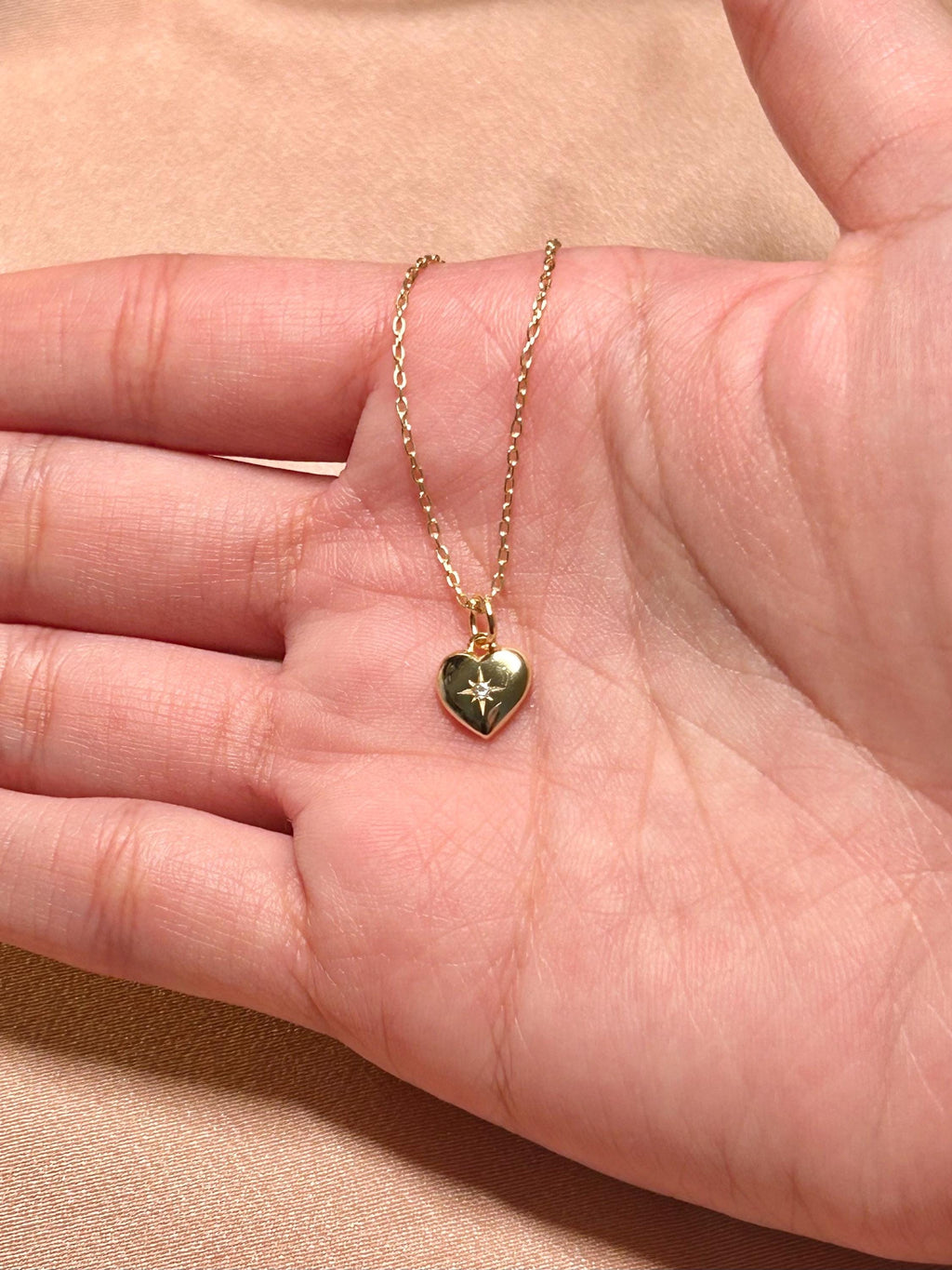 Shining Heart Pendant Vermeil Necklace