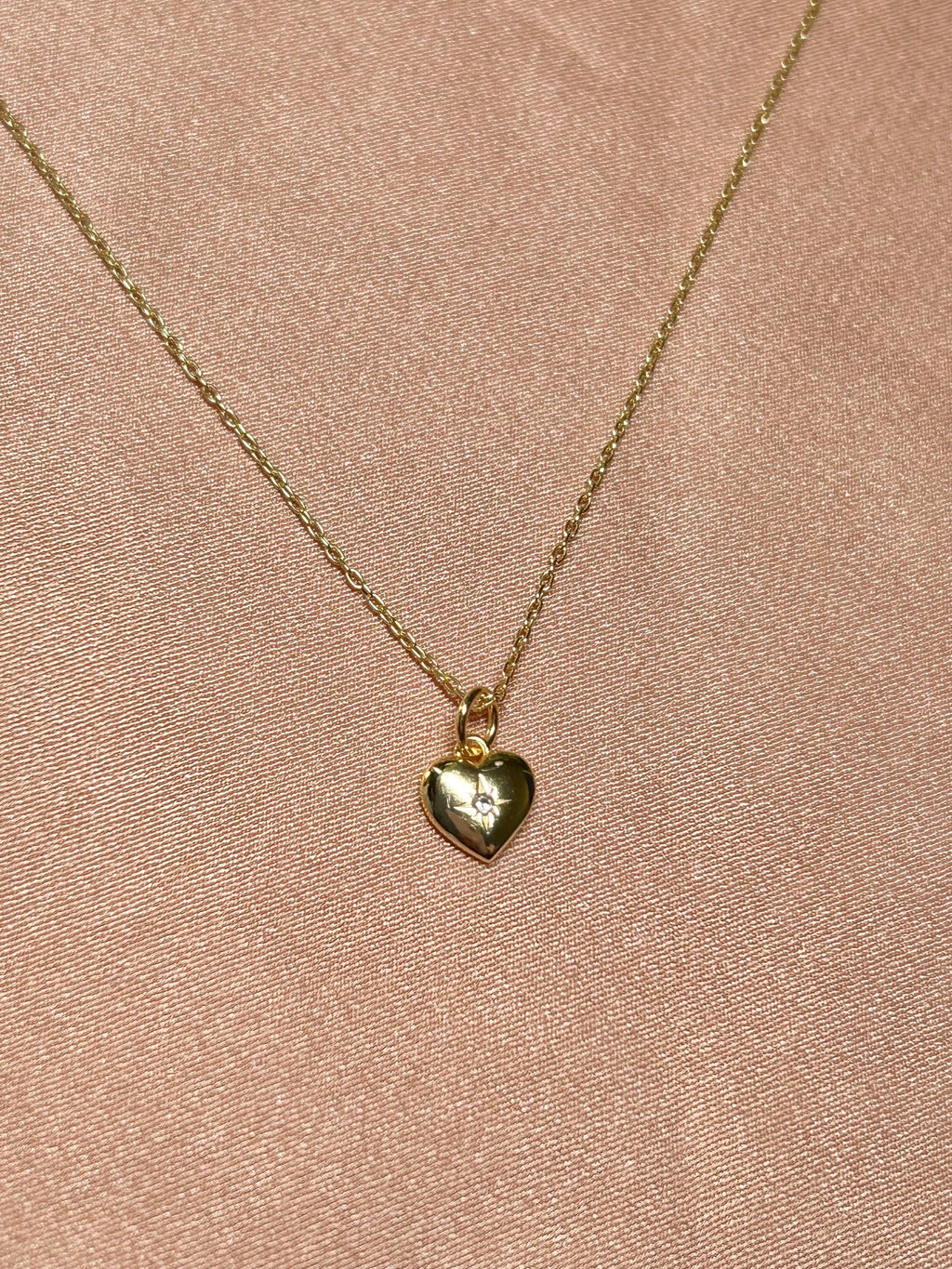 Shining Heart Pendant Vermeil Necklace