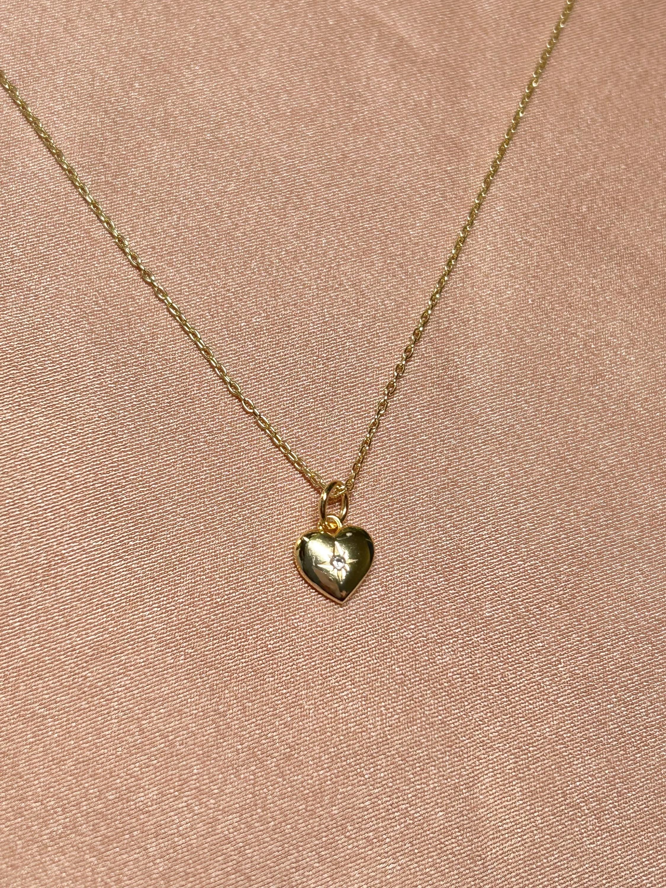 Shining Heart Pendant Vermeil Necklace