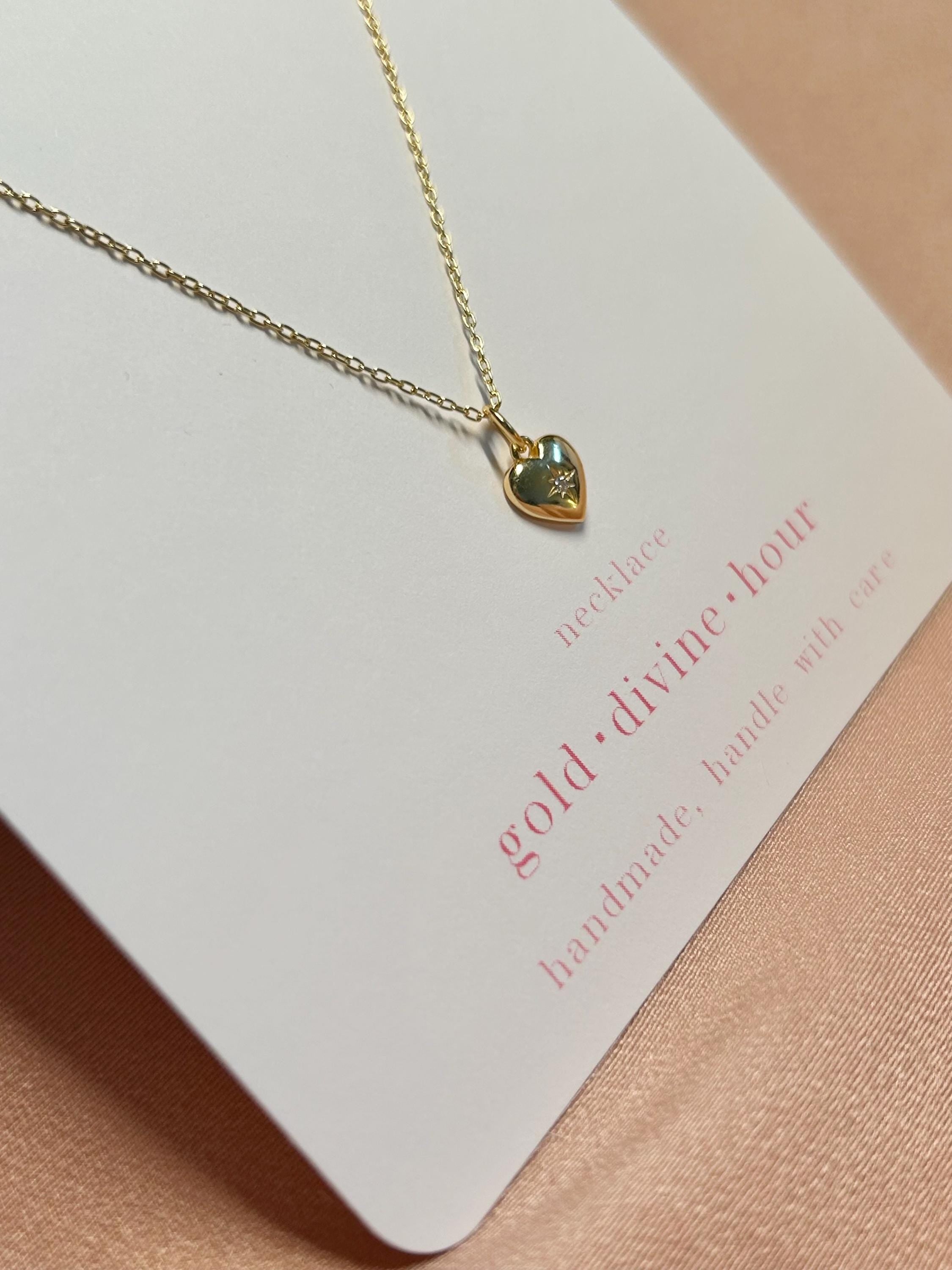 Shining Heart Pendant Vermeil Necklace