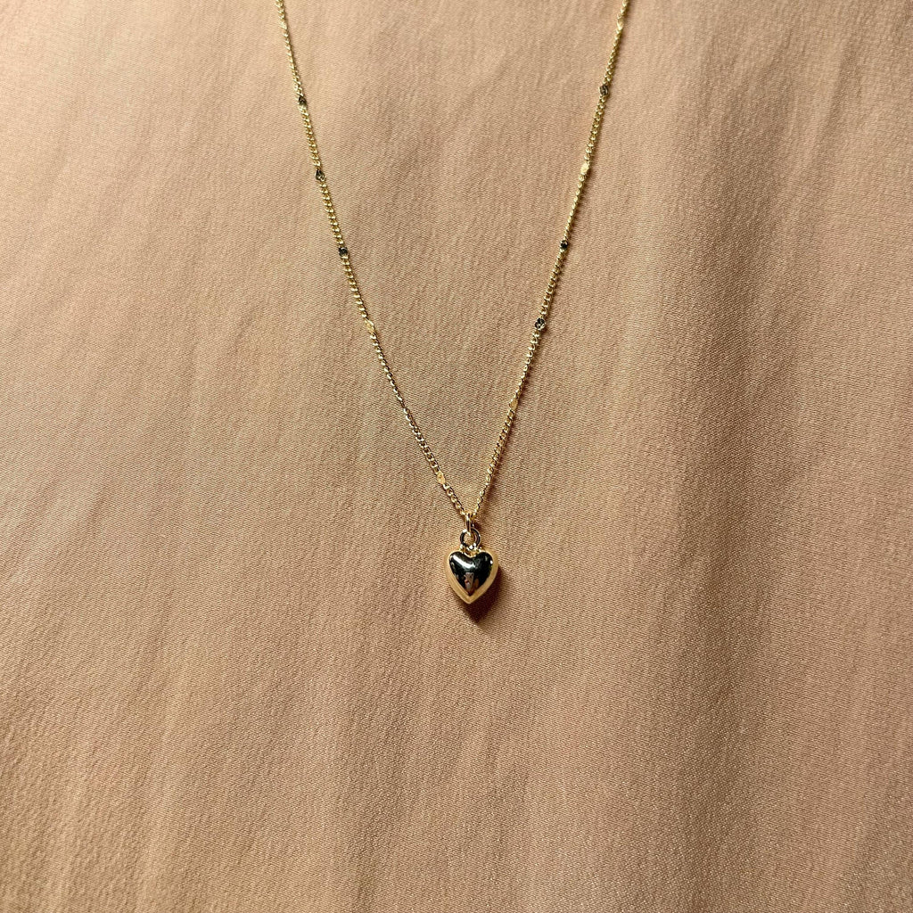 Big Heart Tiny 3D Pendant Necklace ~ 14kt Gold Fill