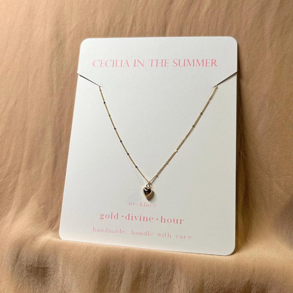 Big Heart Tiny 3D Pendant Necklace ~ 14kt Gold Fill