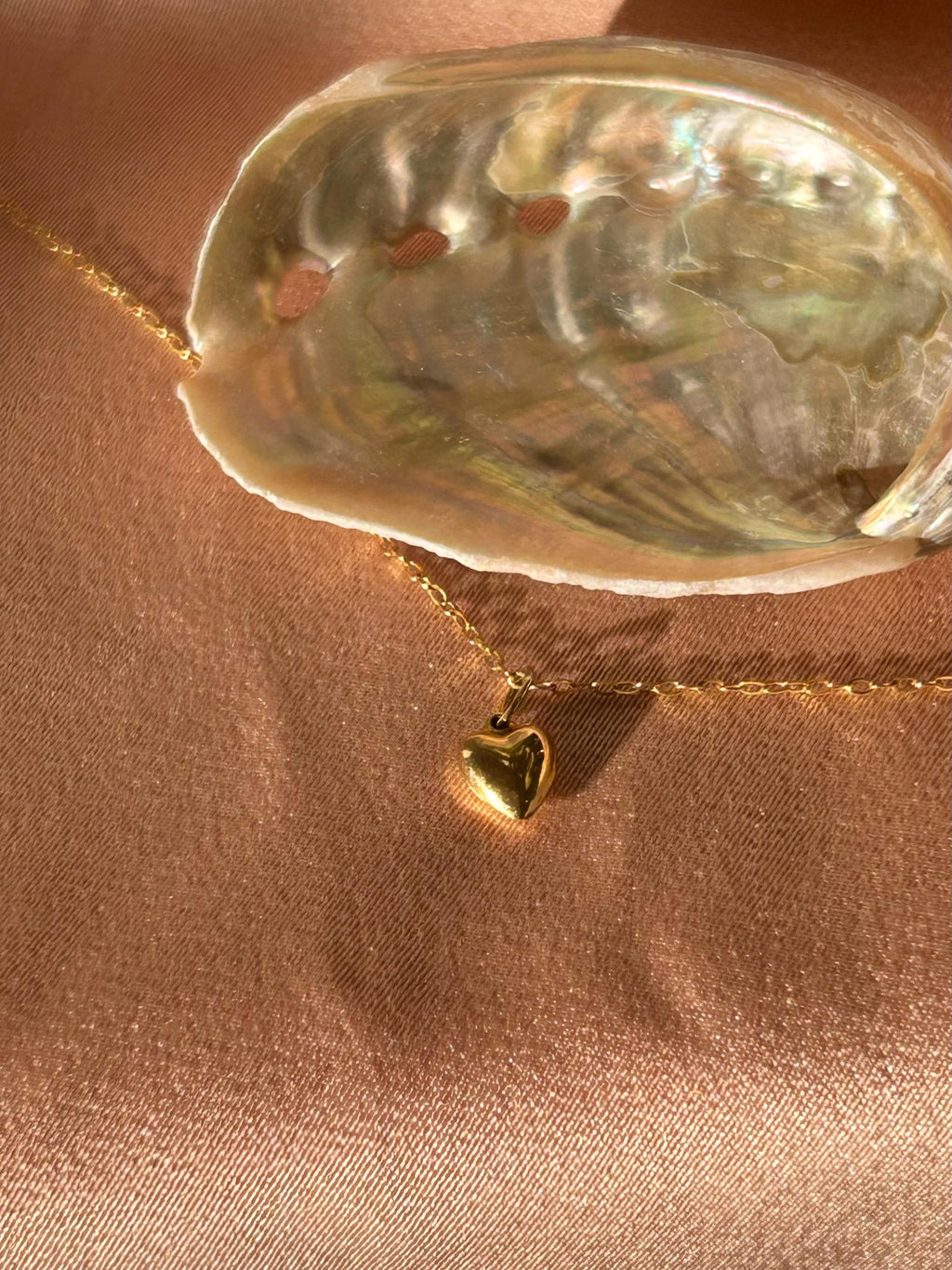 Big Heart Tiny 3D Pendant Necklace ~ 14kt Gold Fill