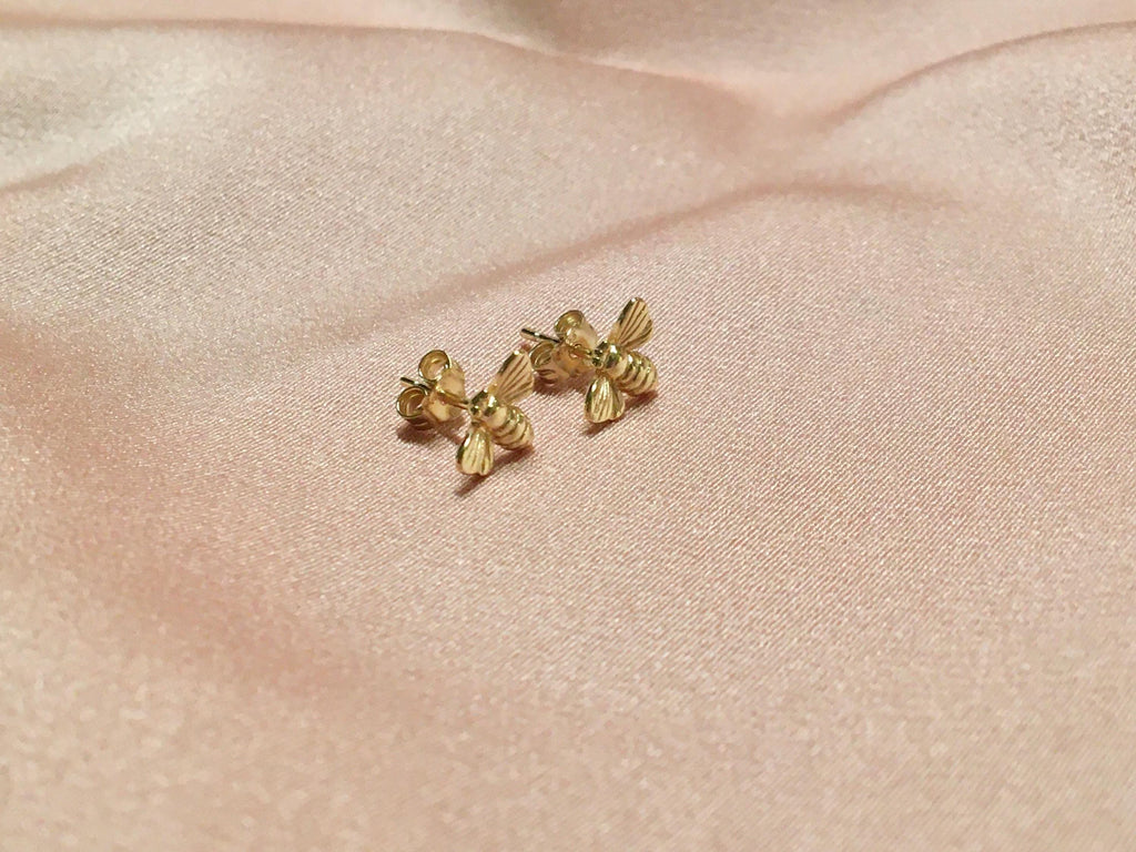 Bees Flying Stud Vermeil Earrings