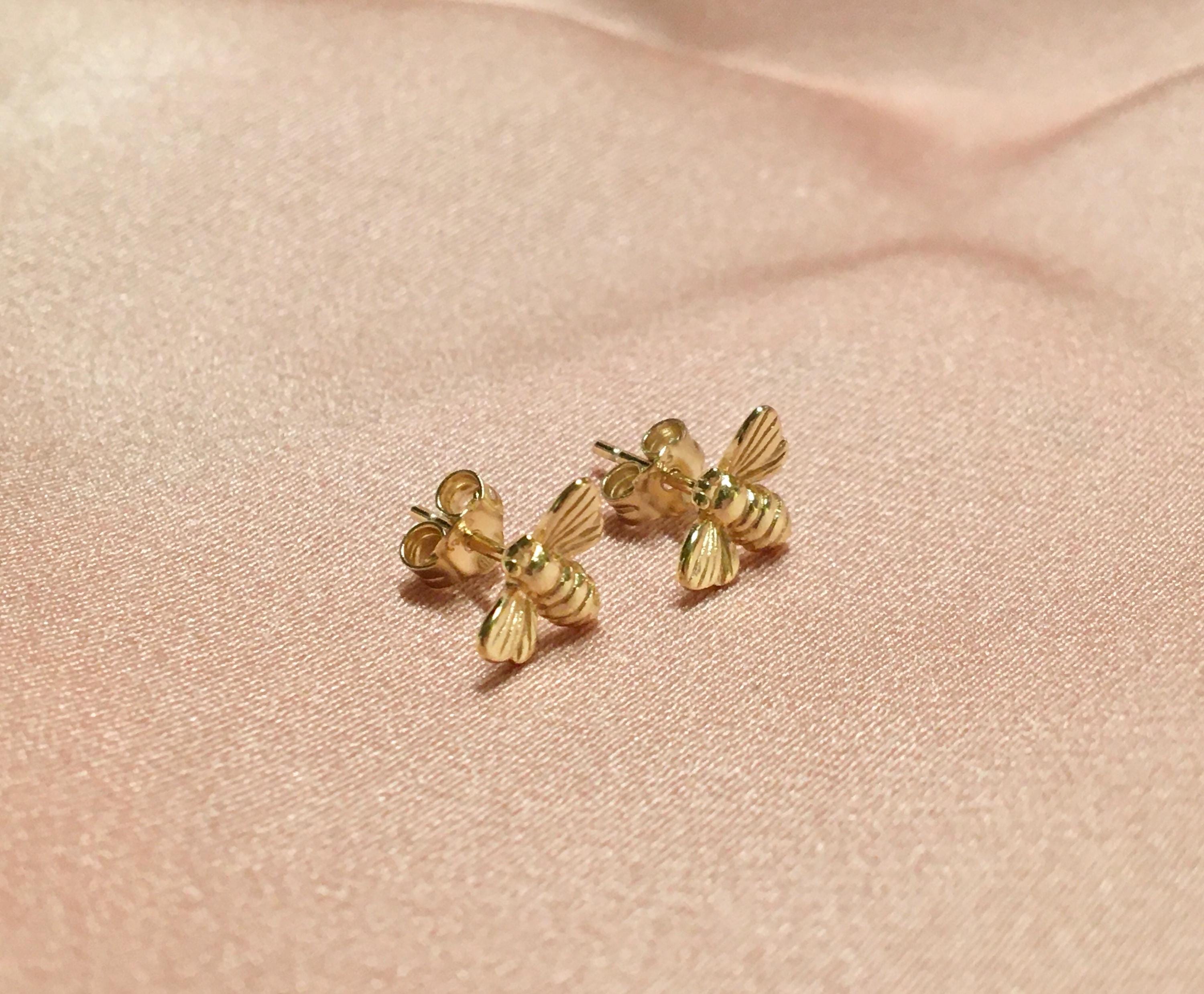 Bees Flying Stud Vermeil Earrings