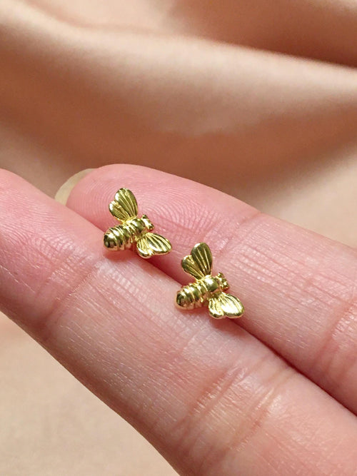 Bees Flying Stud Vermeil Earrings