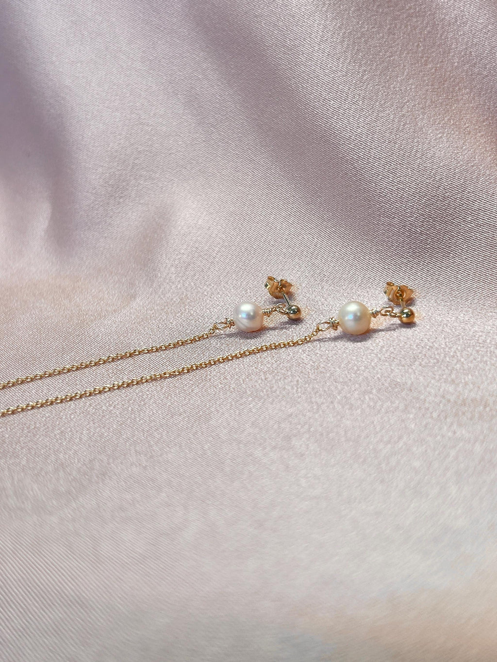 Stud-Threader V2 Pearl Earrings ~ 14kt Gold Filled ~ Sterling Silver