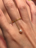 Maria Pearl on Chain ~ Adjustable Vermeil Ring