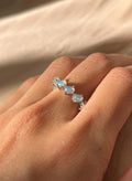 White Opal Slanted Row Ring ~ Sterling Silver Adjustable Resizeable
